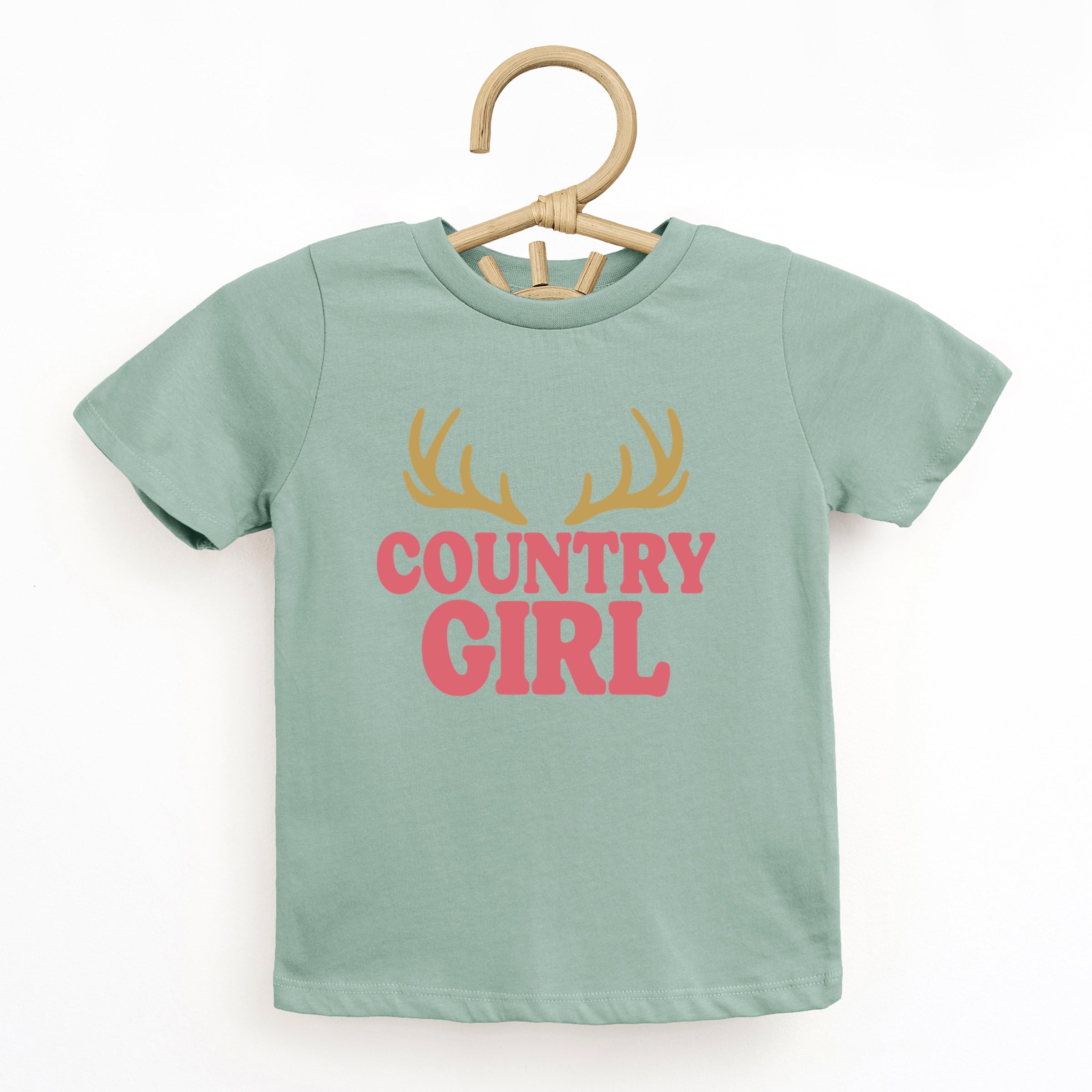 Country Girl Antlers Puff Print  - Toddler Short Sleeve Graphic T-Shirt