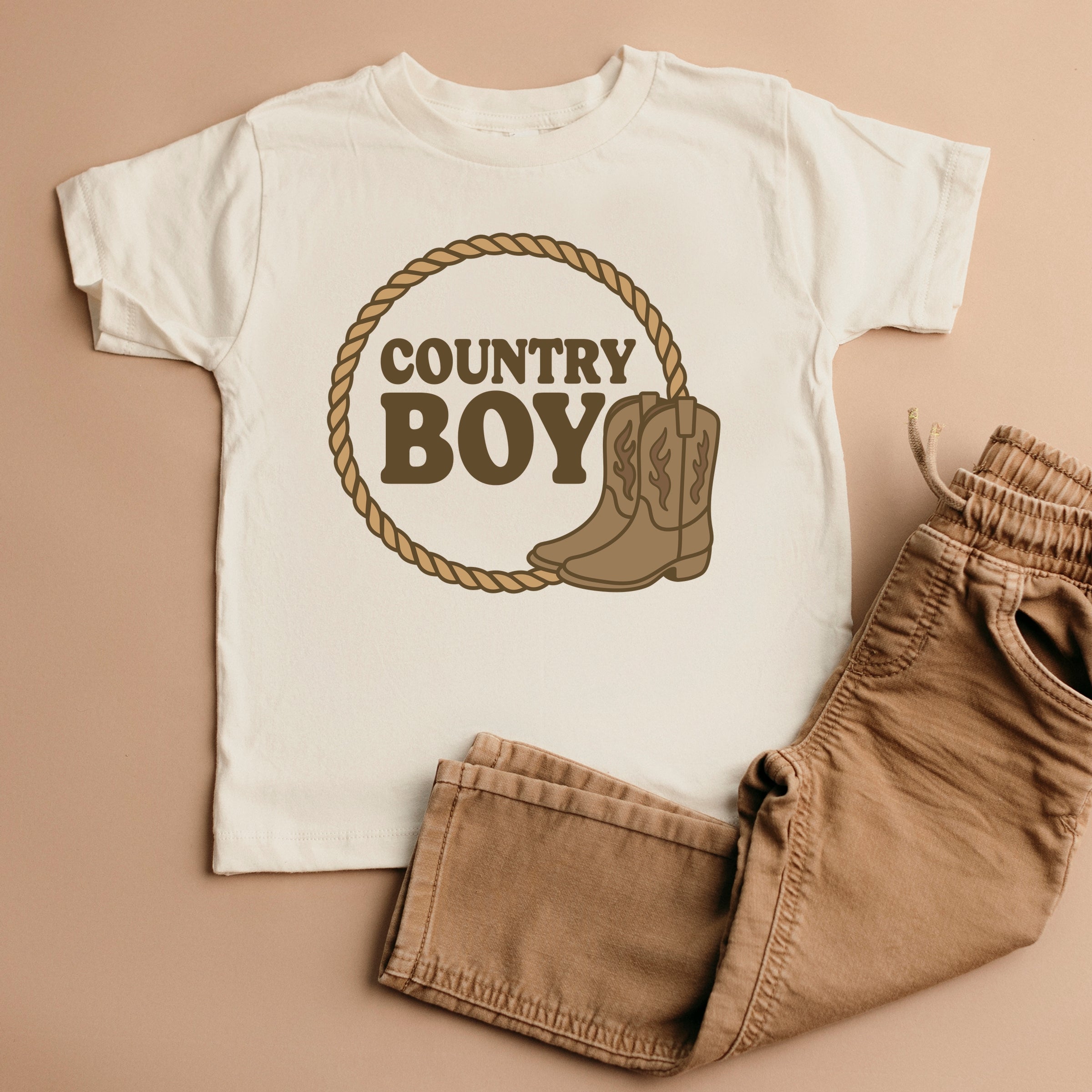 Country Boy Rope and Boots - Toddler Short Sleeve Graphic T-Shirt