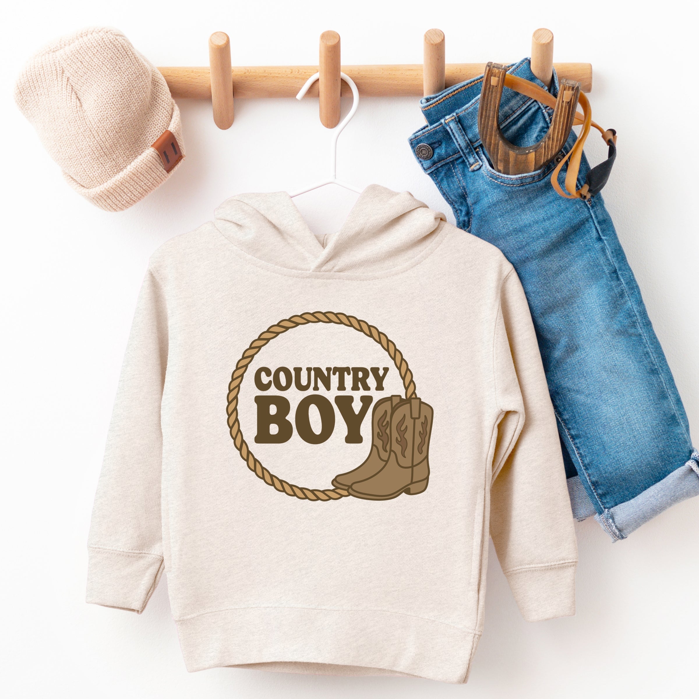 Country Boy Rope and Boots - Toddler Hoodie
