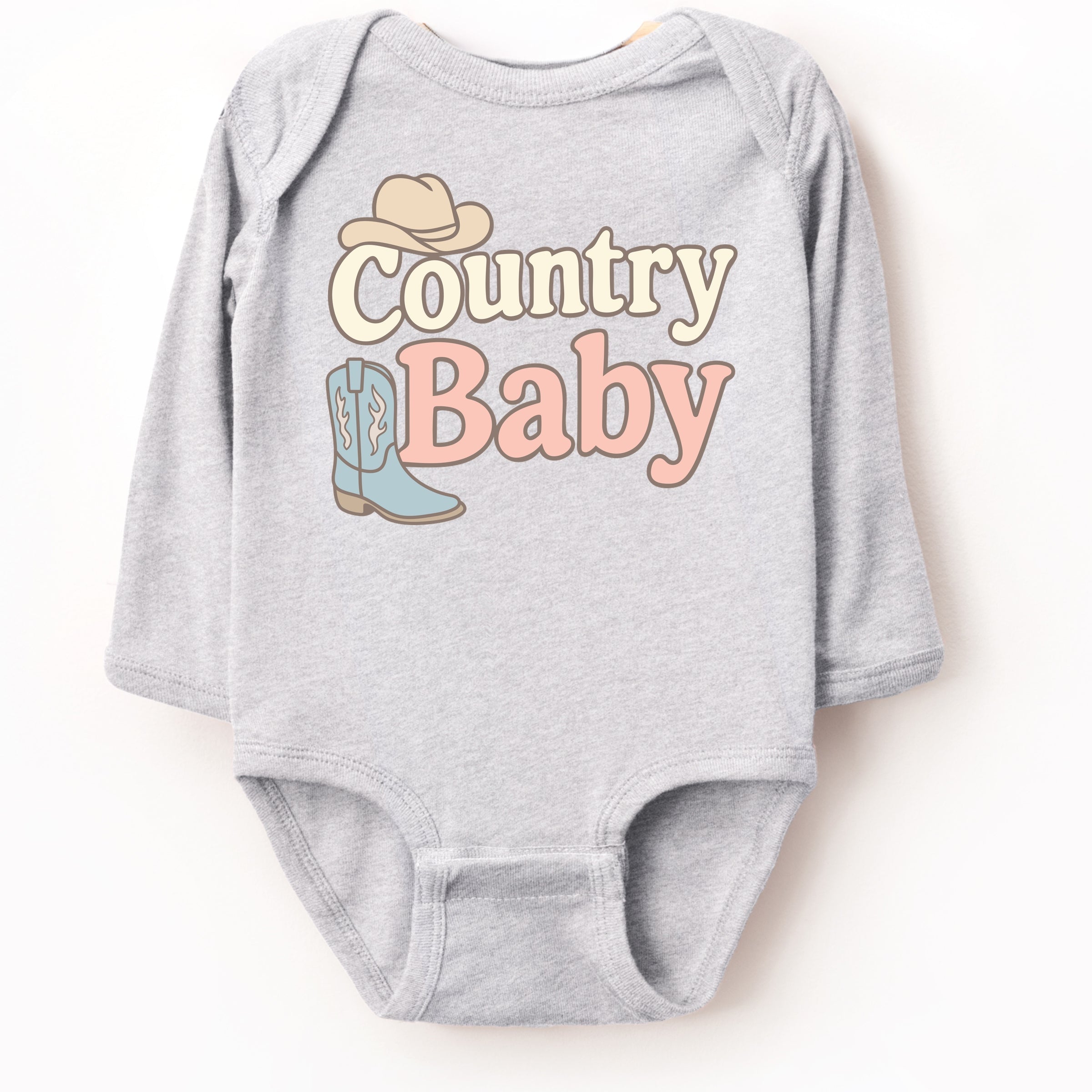Country Baby Outline Pastel - Baby Long Sleeve Bodysuit