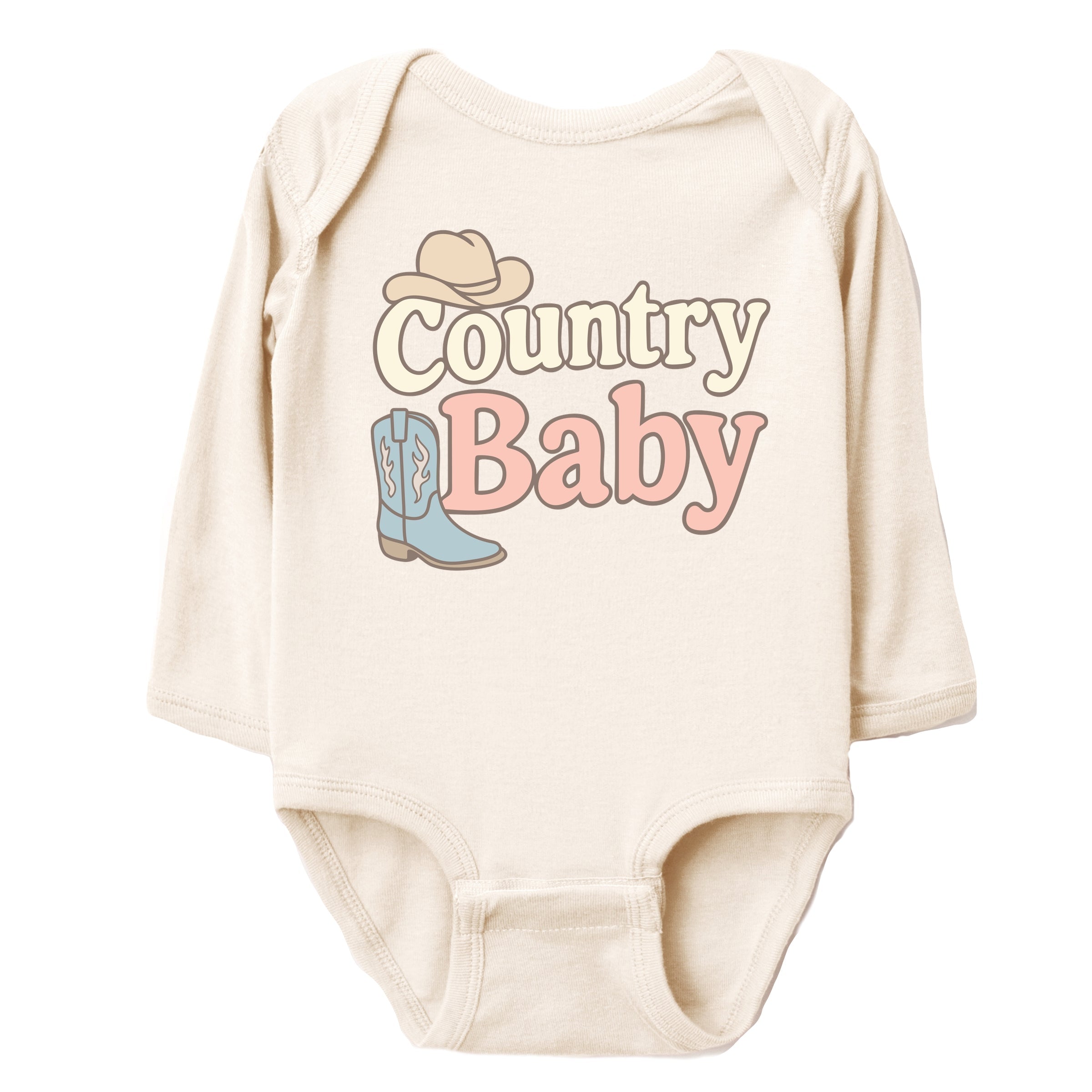 Country Baby Outline Pastel - Baby Long Sleeve Bodysuit