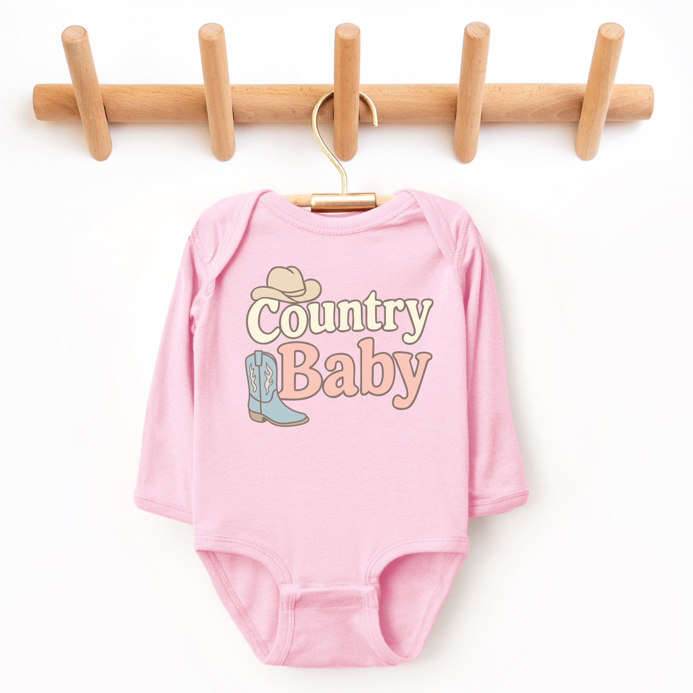 Country Baby Outline Pastel - Baby Long Sleeve Bodysuit