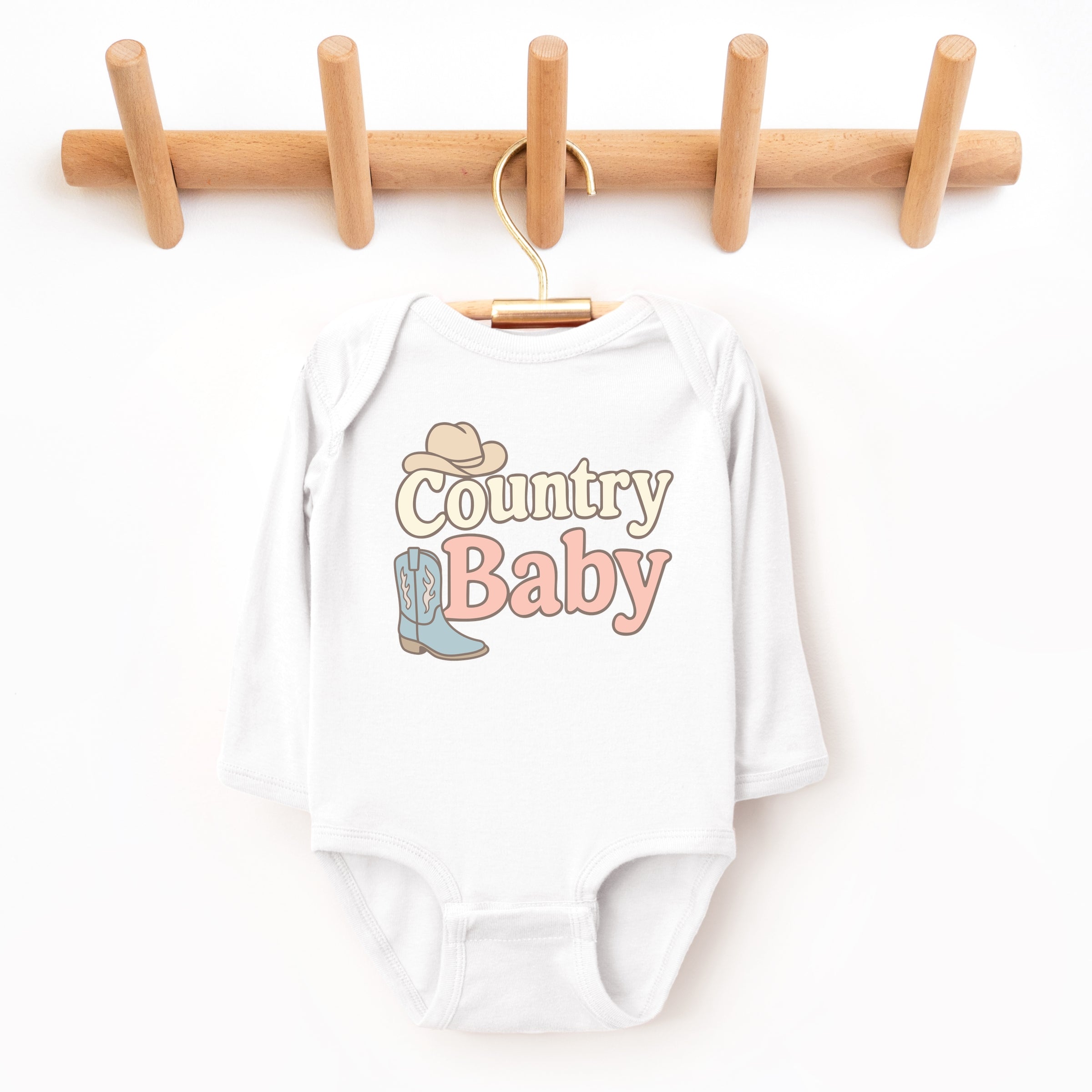 Country Baby Outline Pastel - Baby Long Sleeve Bodysuit