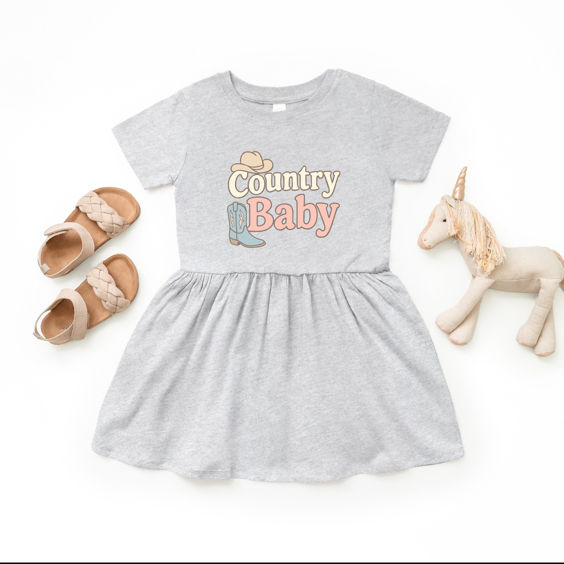 Country Baby Outline Pastel - Toddler Graphic Dress