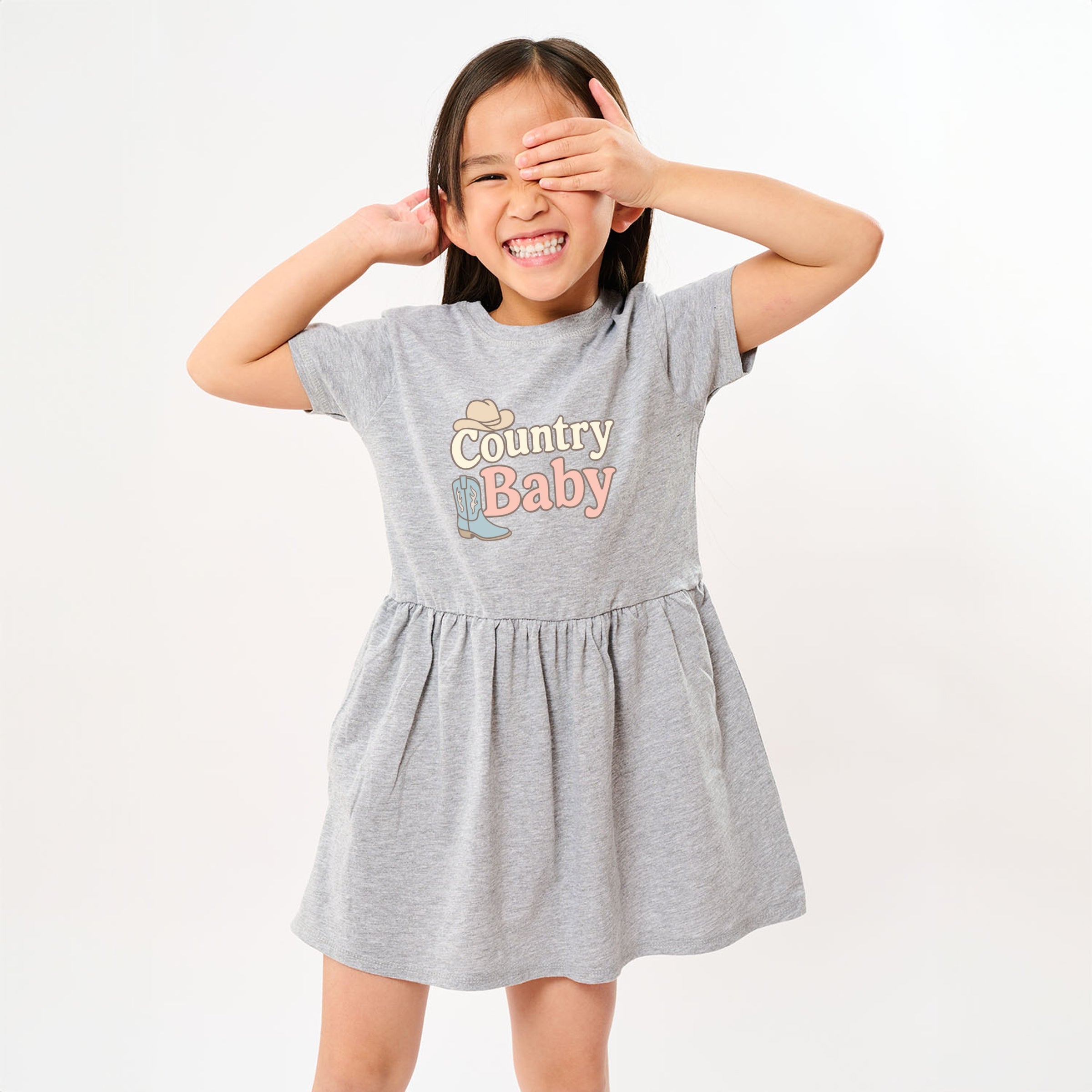 Country Baby Outline Pastel - Toddler Graphic Dress