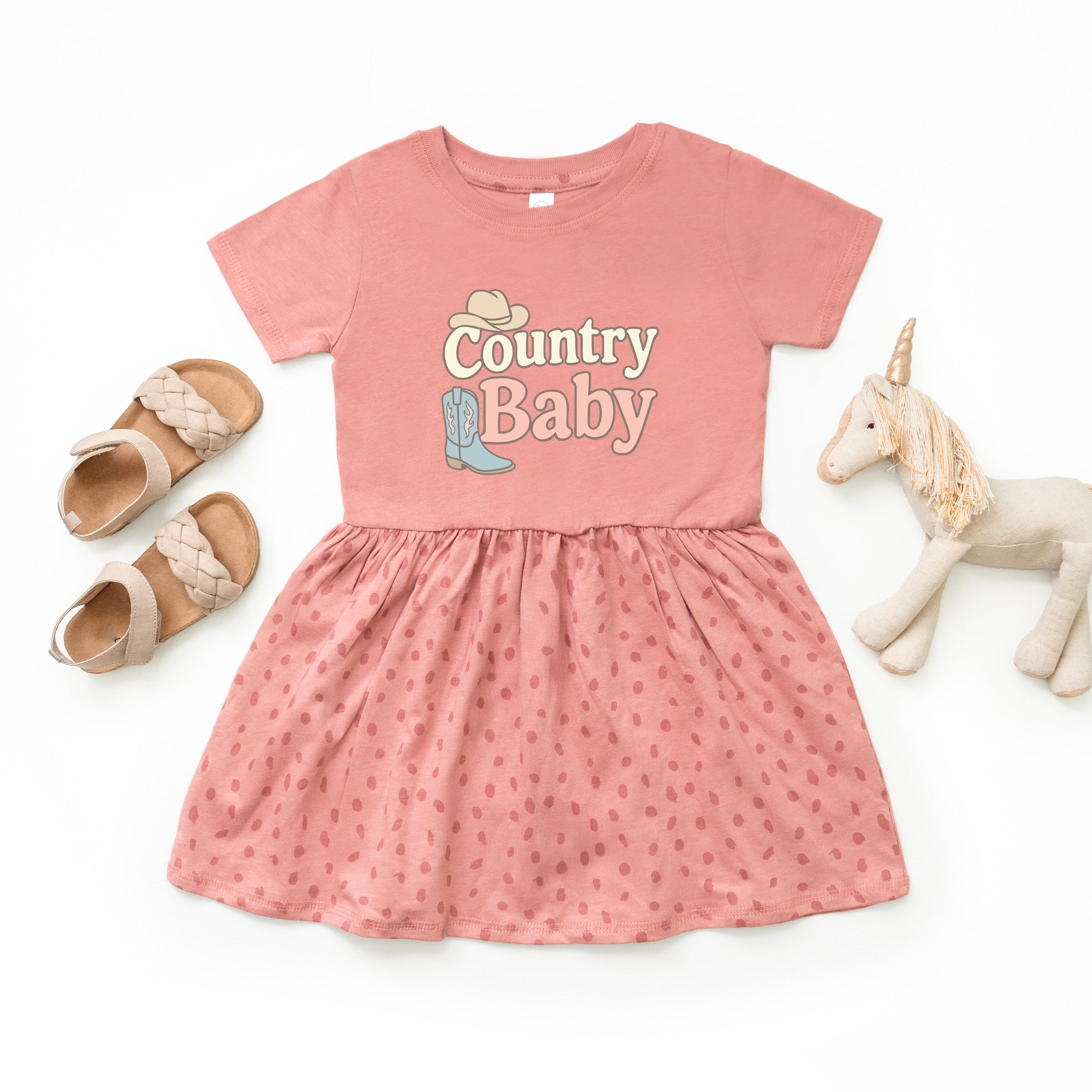 Country Baby Outline Pastel - Toddler Graphic Dress