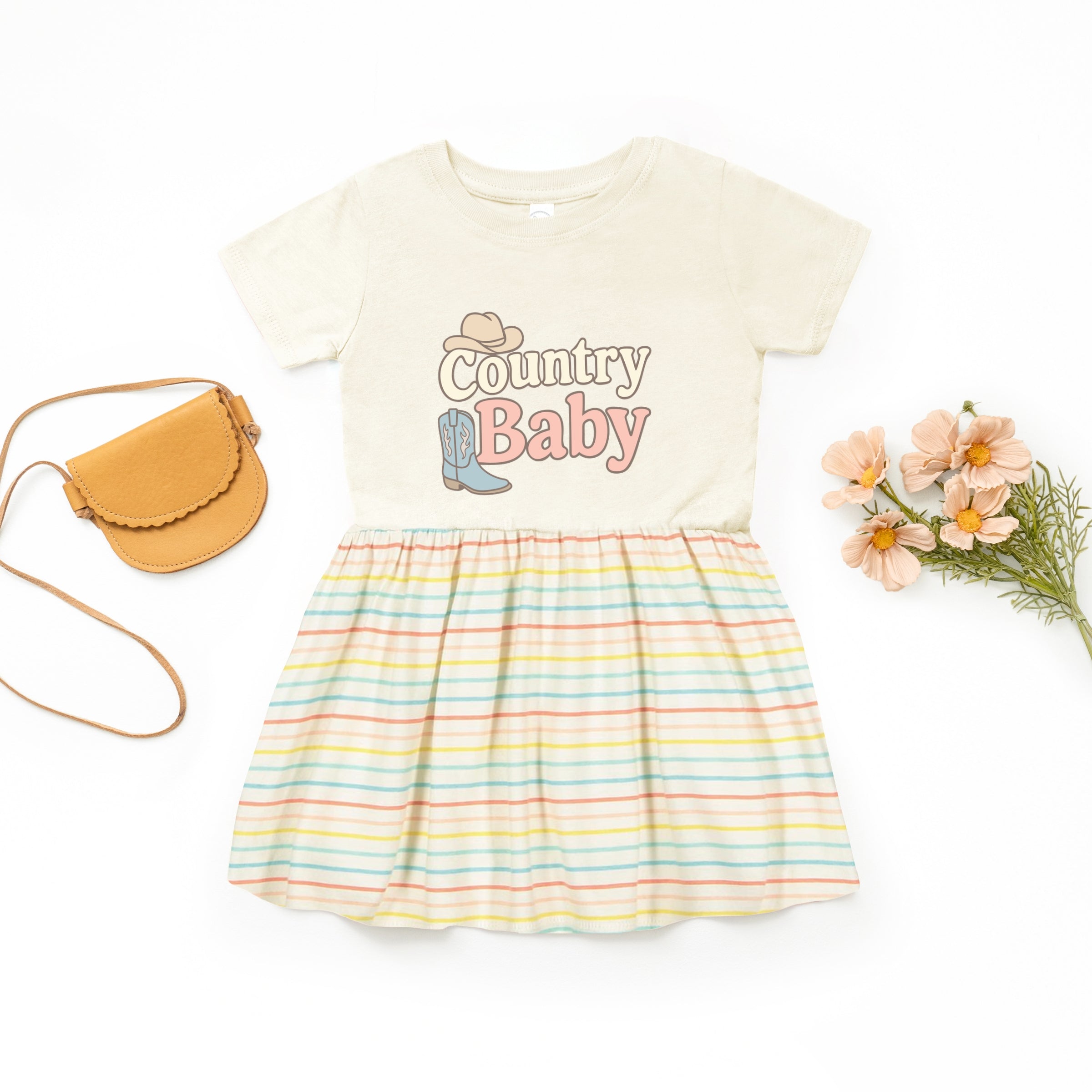 Country Baby Outline Pastel - Toddler Graphic Dress