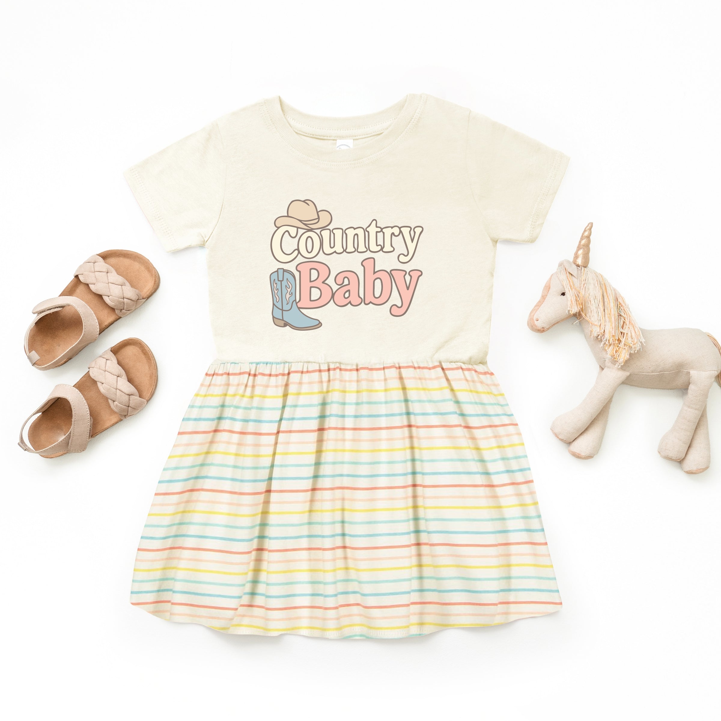 Country Baby Outline Pastel - Toddler Graphic Dress