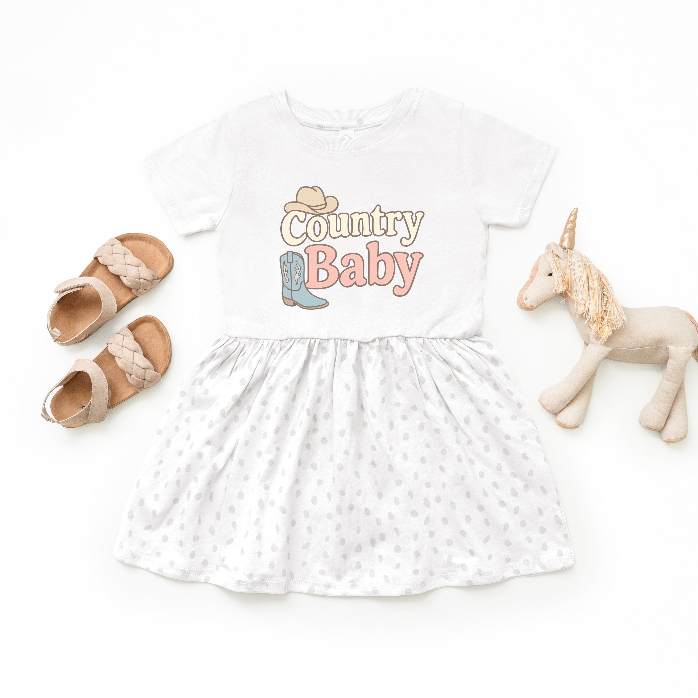 Country Baby Outline Pastel - Toddler Graphic Dress