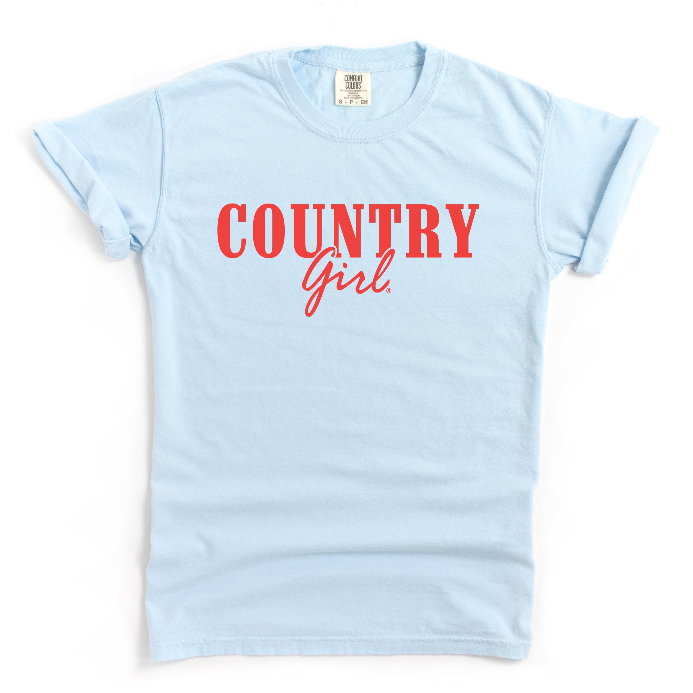 Country Girl Puff Print - Womens Garment Dyed Graphic T-Shirt