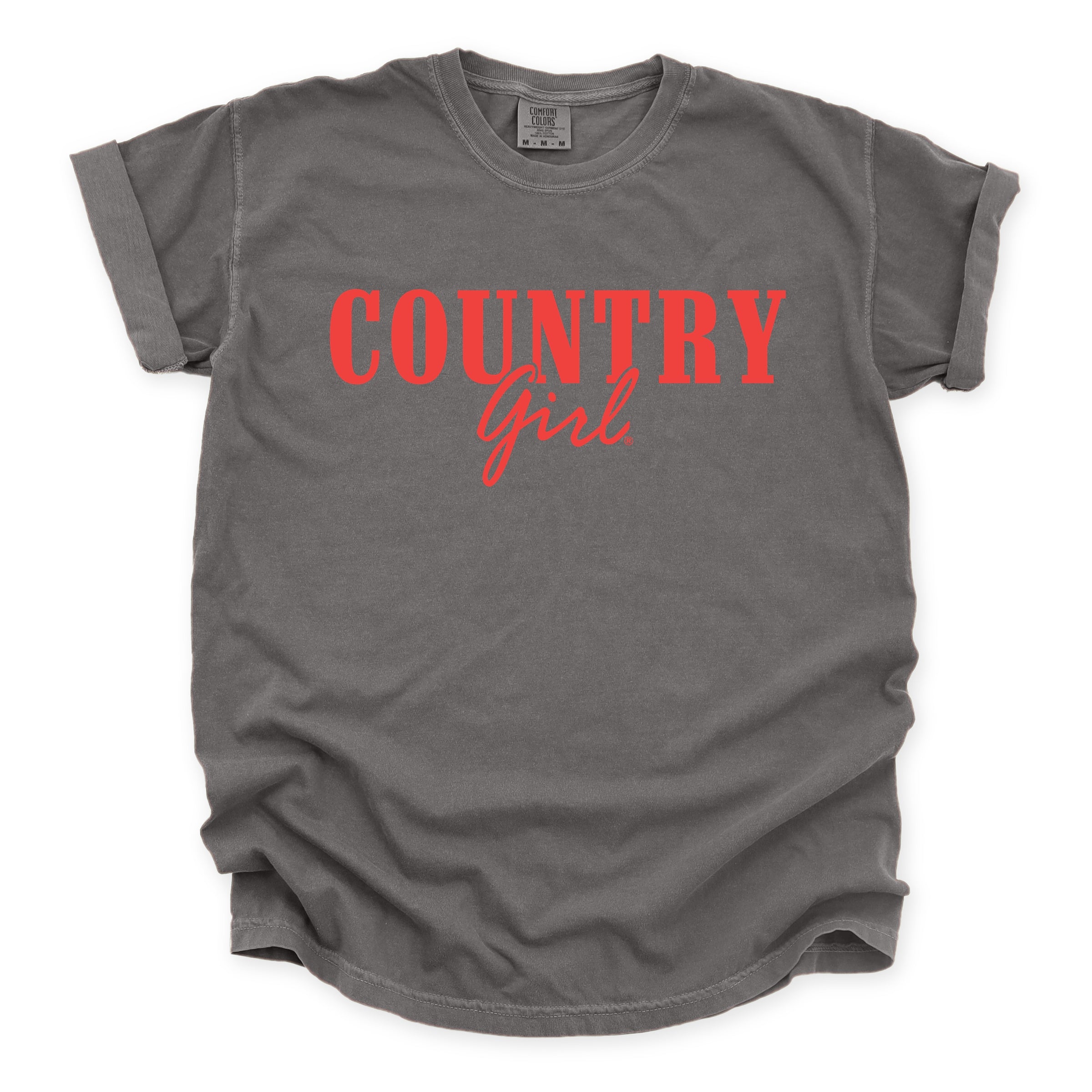 Country Girl Puff Print - Womens Garment Dyed Graphic T-Shirt