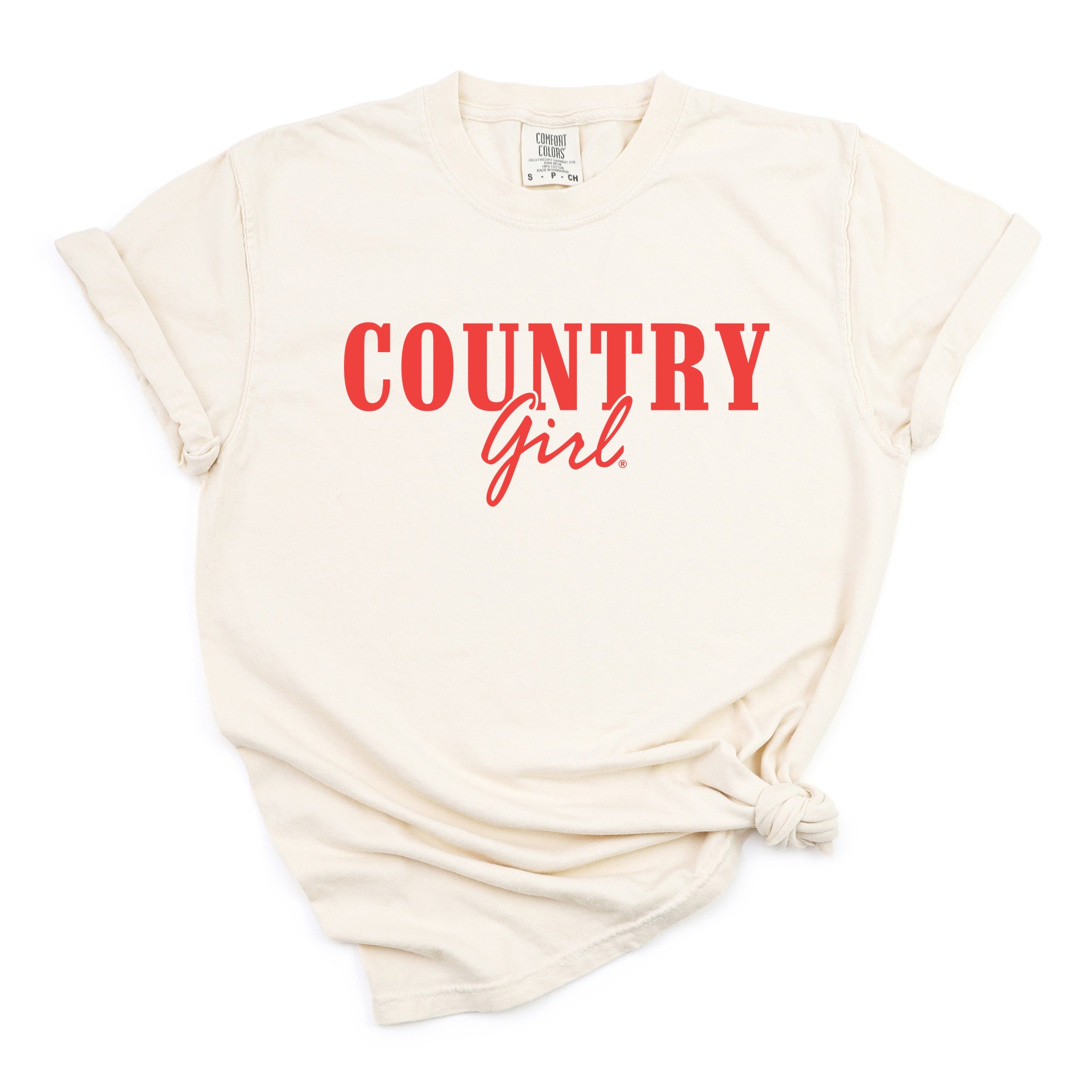 Country Girl Puff Print - Womens Garment Dyed Graphic T-Shirt
