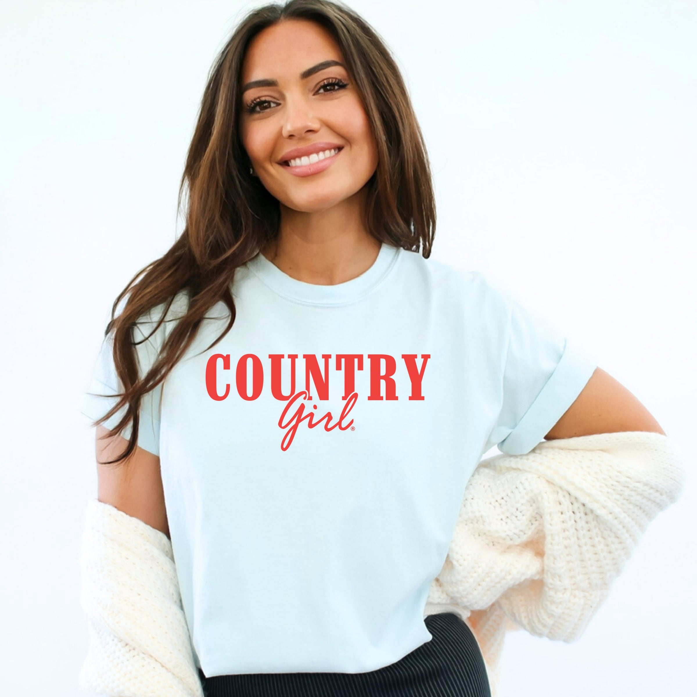 Country Girl Puff Print - Womens Garment Dyed Graphic T-Shirt