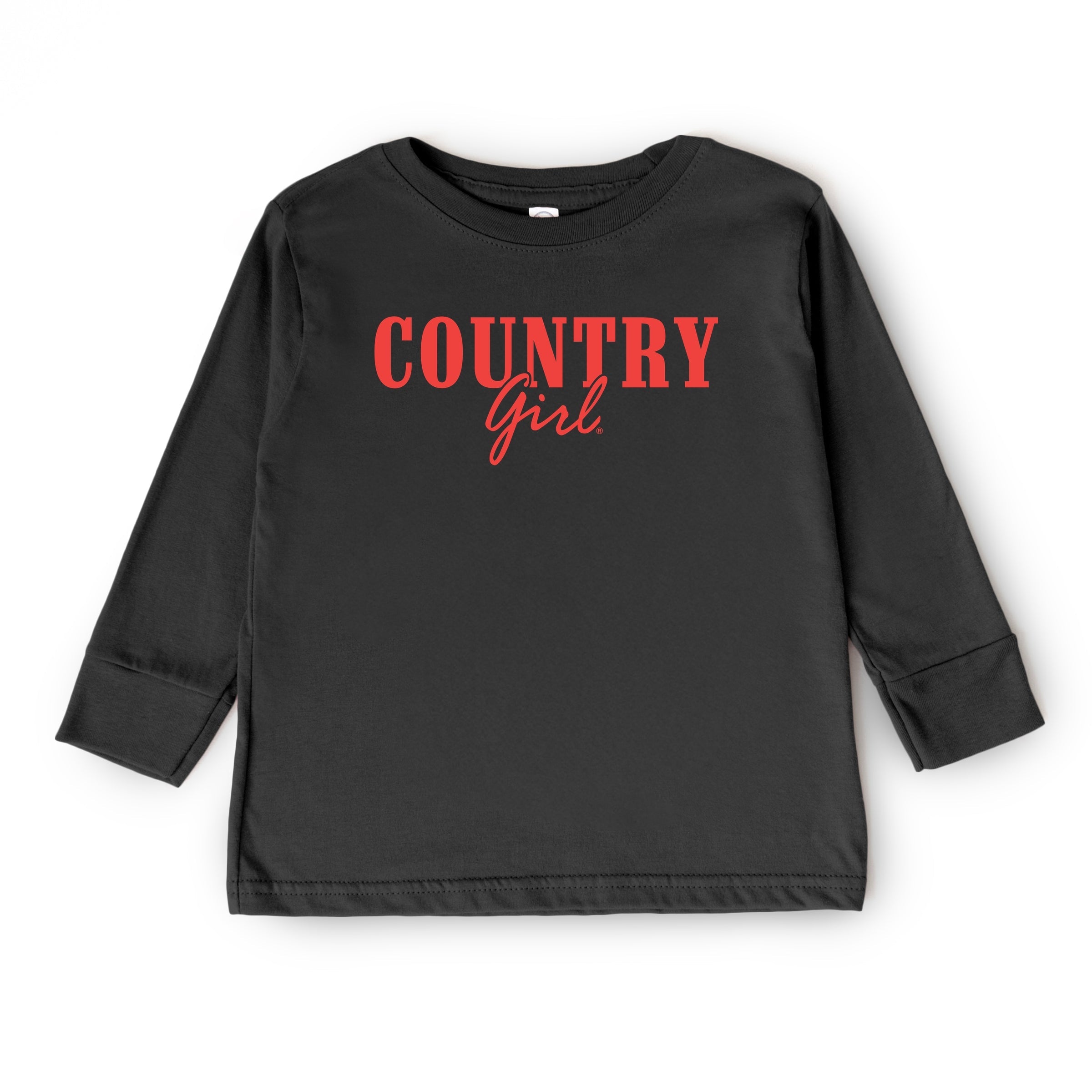 Country Girl Puff Print - Youth Long Sleeve Graphic T-Shirt
