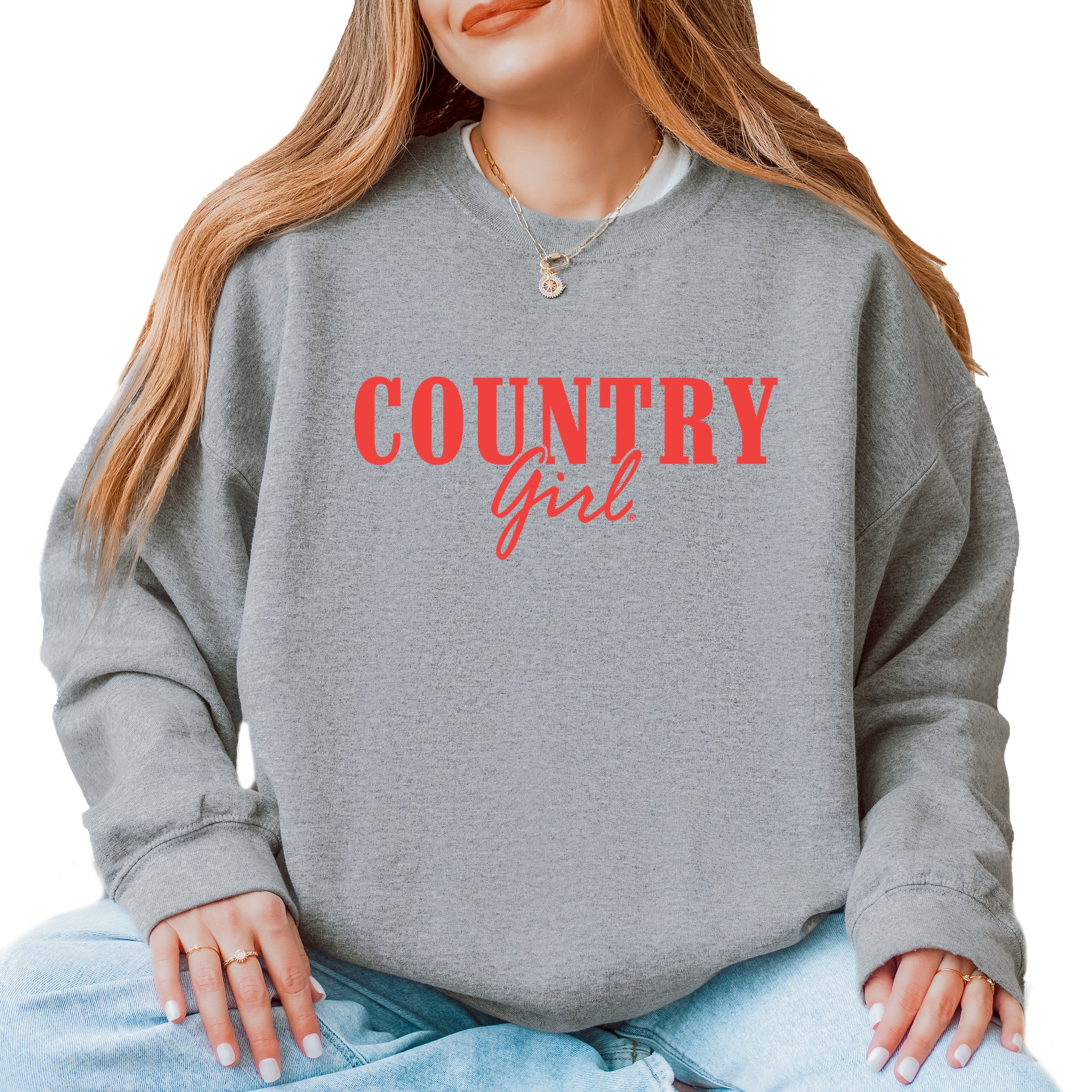 Country Girl Puff Print -  Womens Graphic Sweatshirt