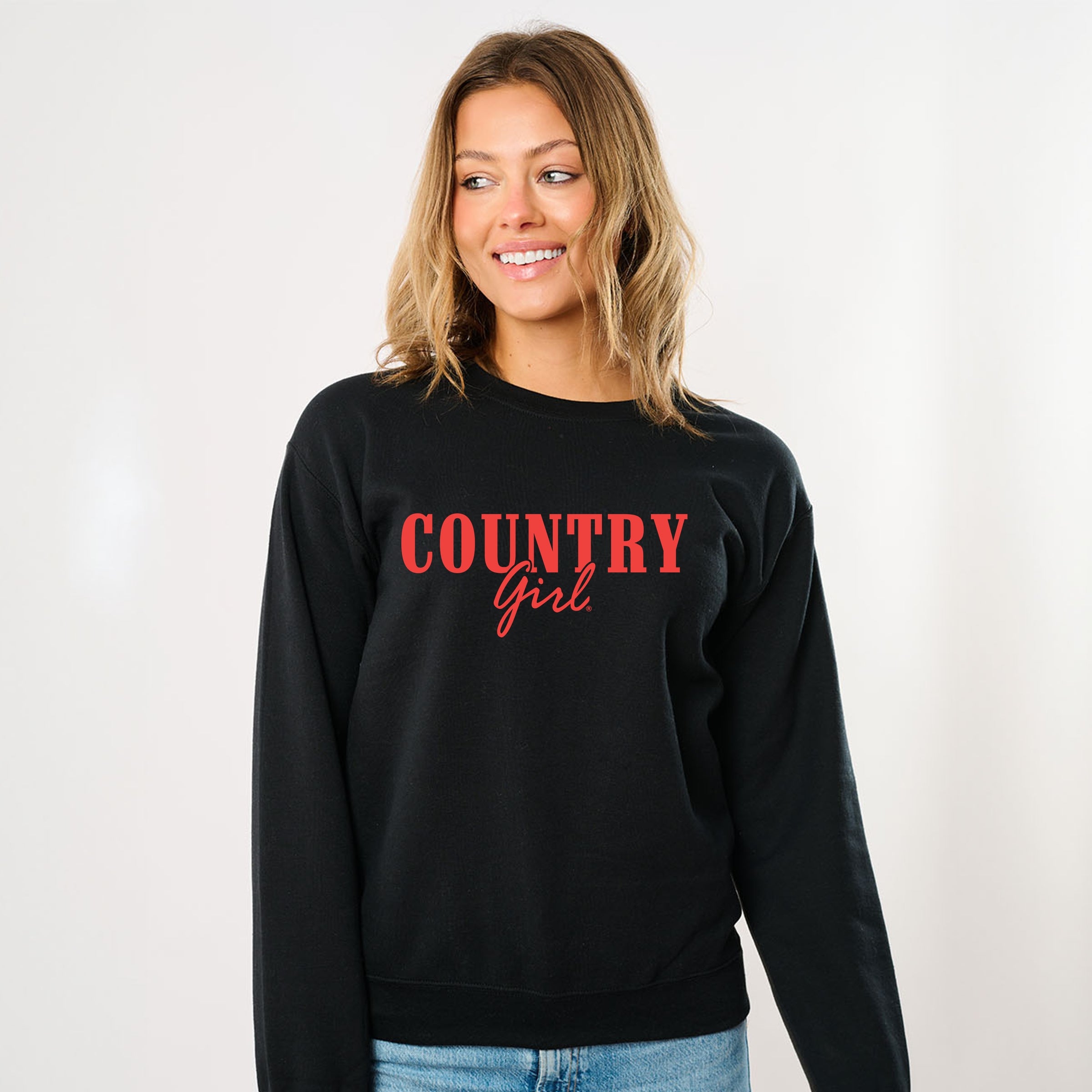 Country Girl Puff Print -  Womens Graphic Sweatshirt