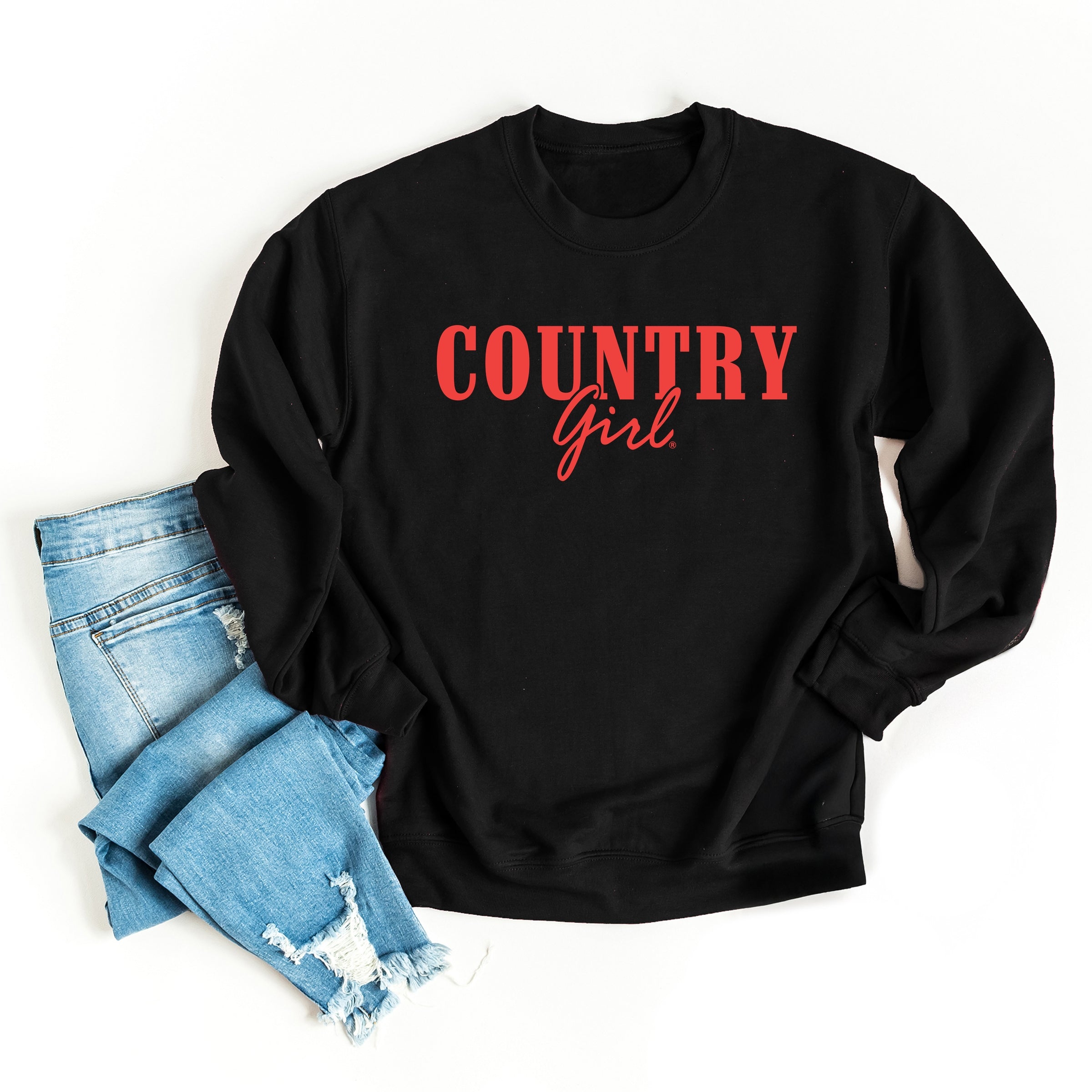 Country Girl Puff Print -  Womens Graphic Sweatshirt