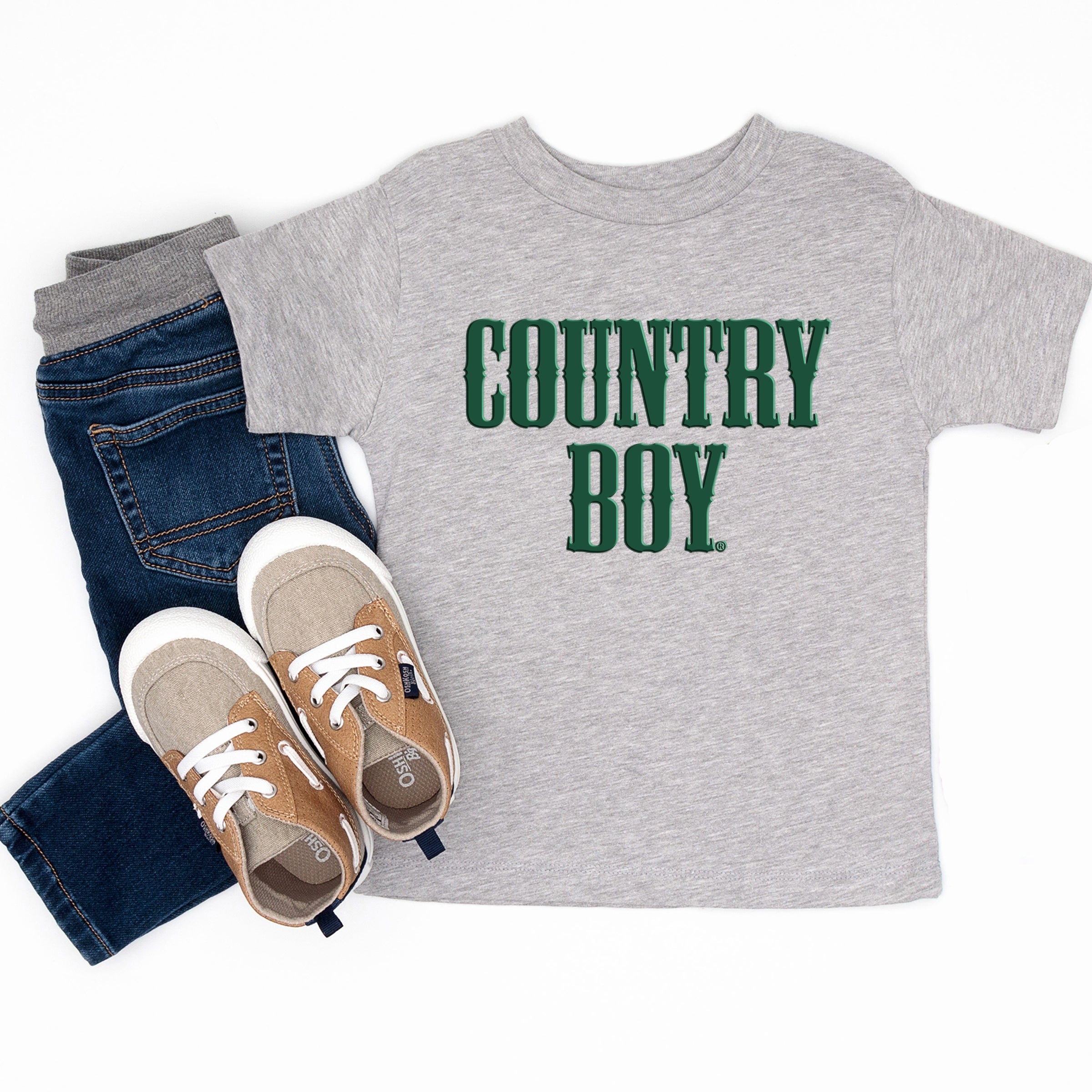 Country Boy Puff Print - Youth Short Sleeve Graphic T-Shirt and Toddler Short Sleeve Graphic T-Shirt