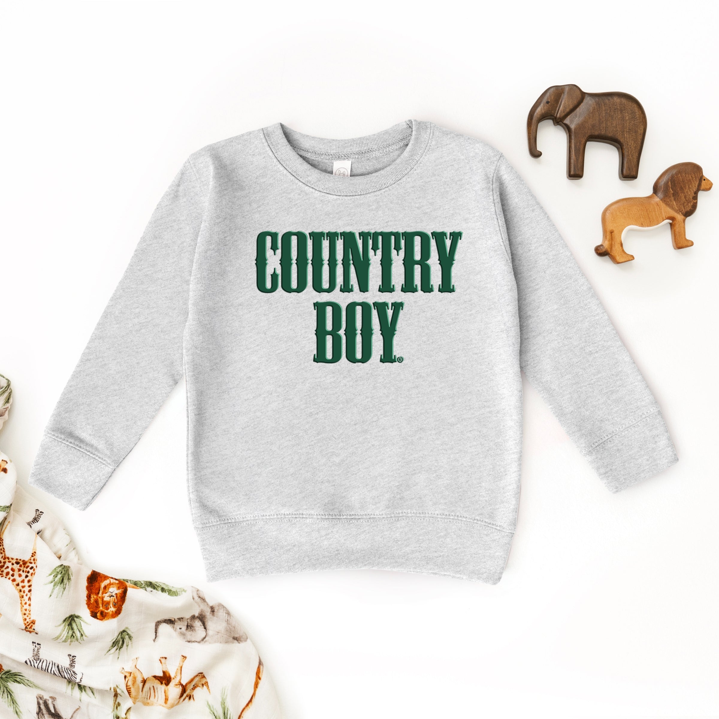 Country Boy Puff Print - Toddler Graphic Sweatshirt and Youth Graphic Sweatshirt
