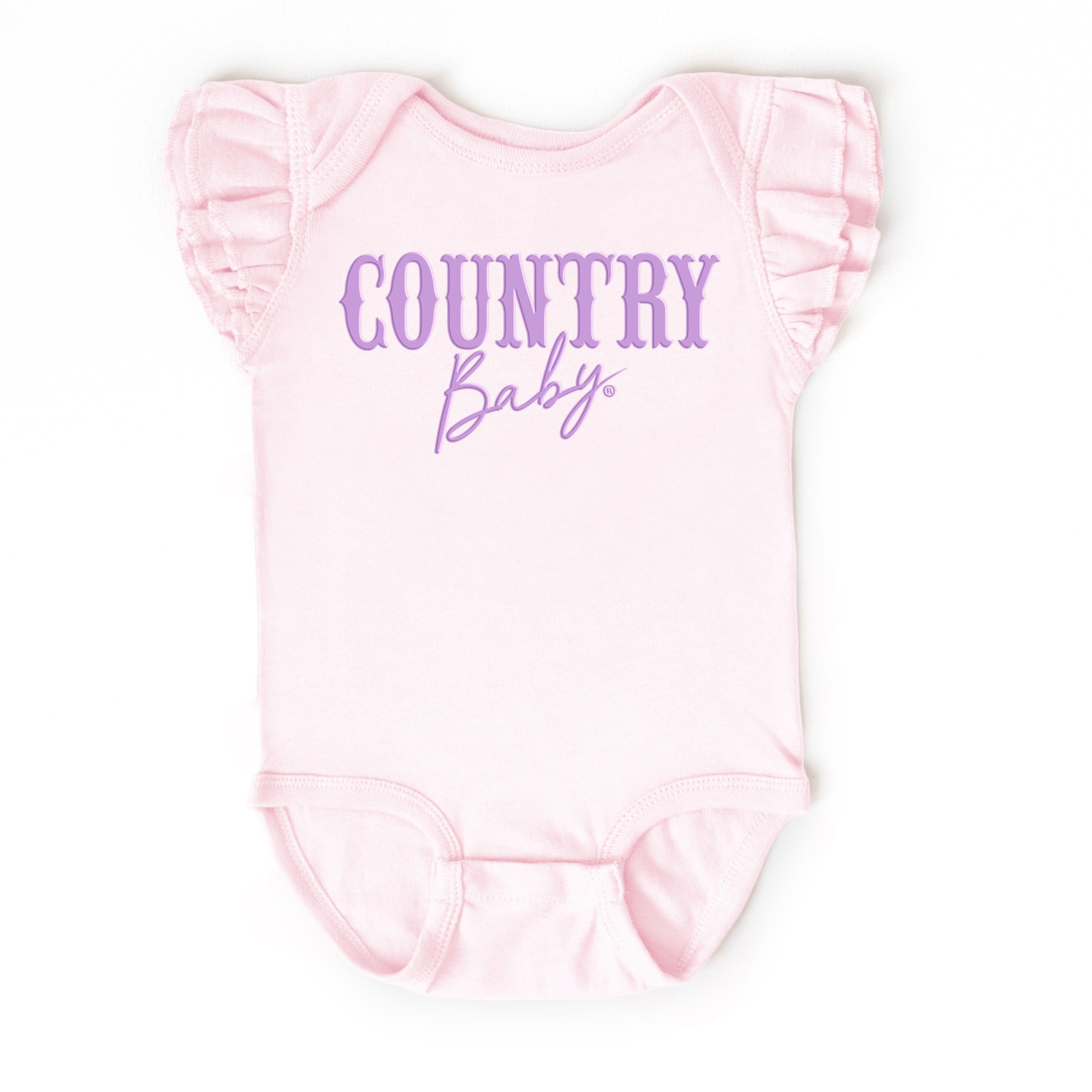 Country Baby Puff Print  - Baby Flutter Sleeve Bodysuit