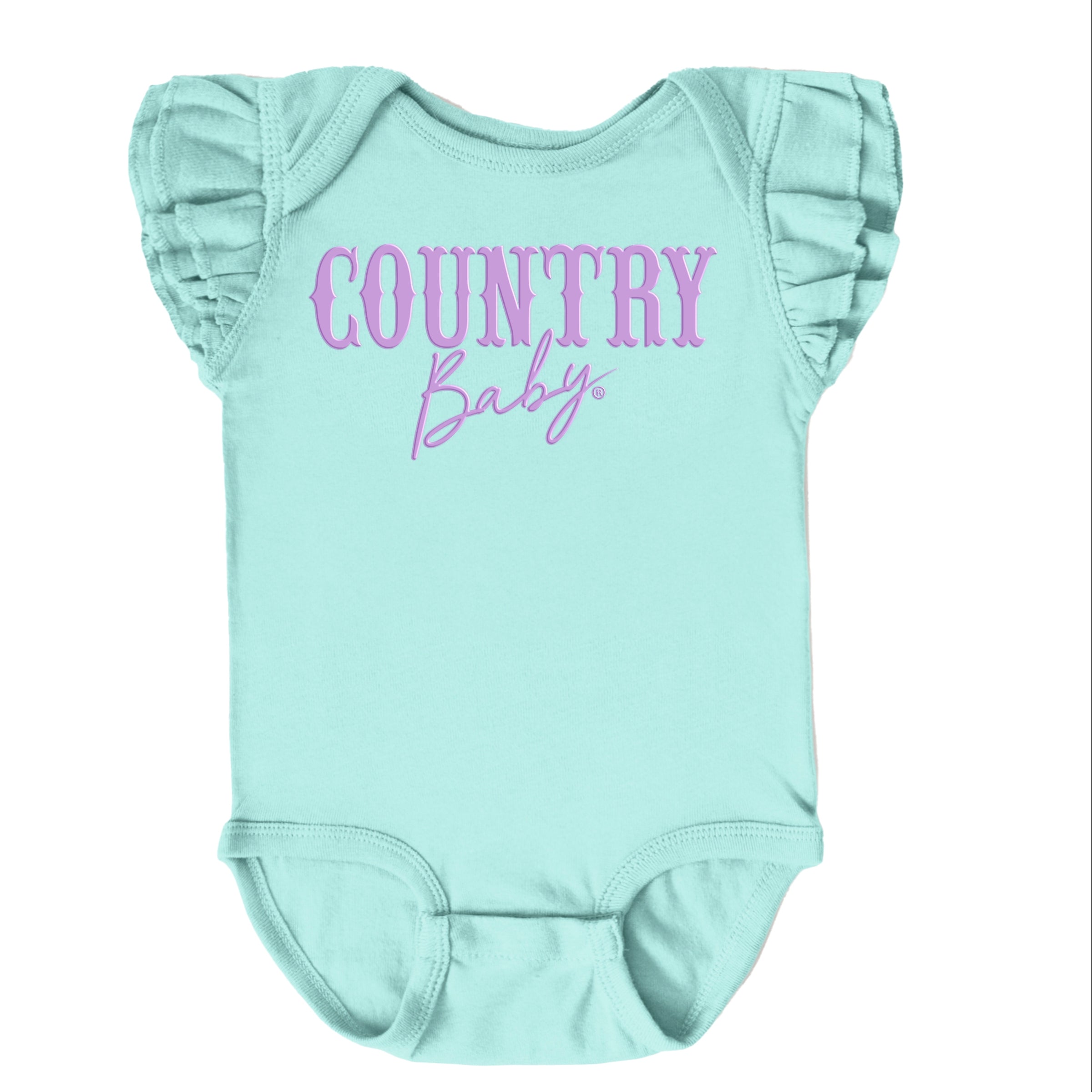 Country Baby Puff Print  - Baby Flutter Sleeve Bodysuit