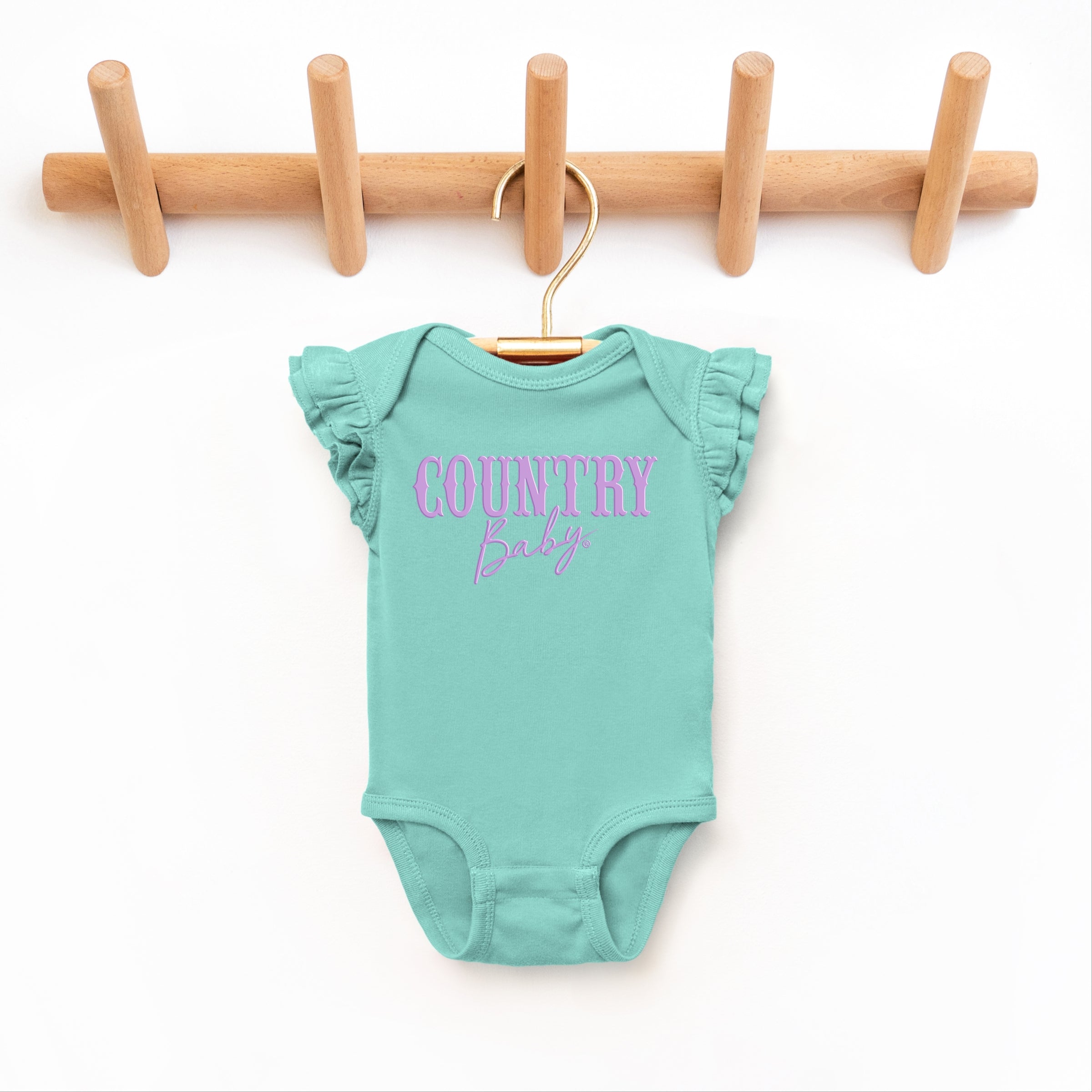 Country Baby Puff Print  - Baby Flutter Sleeve Bodysuit