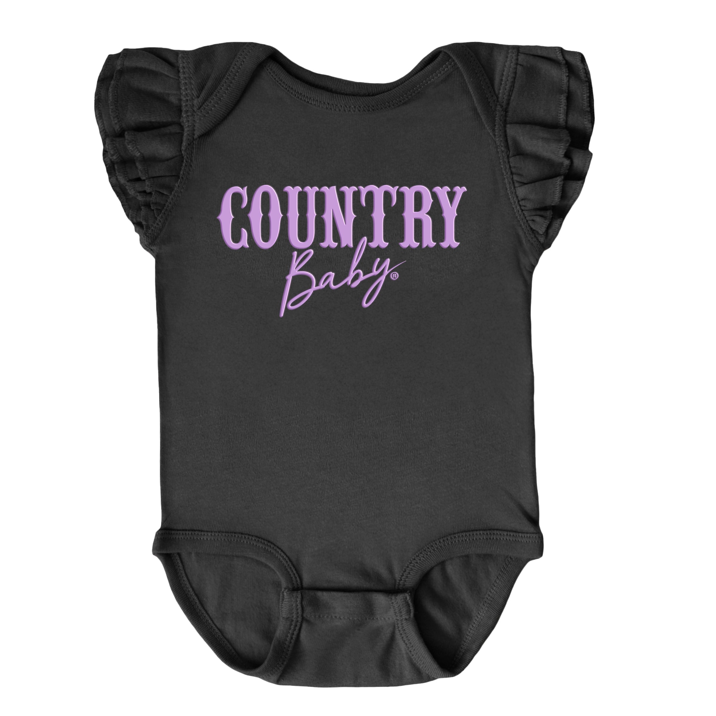 Country Baby Puff Print  - Baby Flutter Sleeve Bodysuit