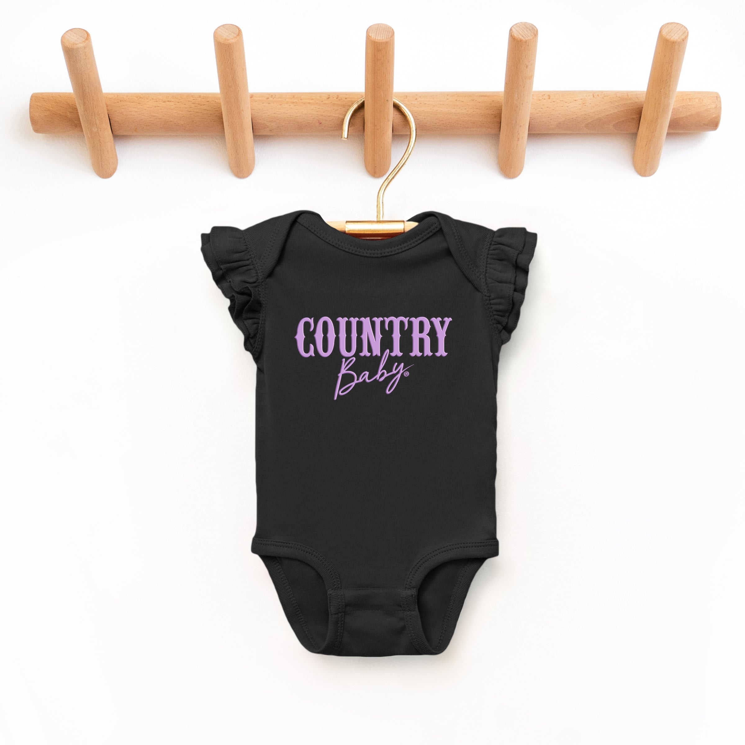 Country Baby Puff Print  - Baby Flutter Sleeve Bodysuit
