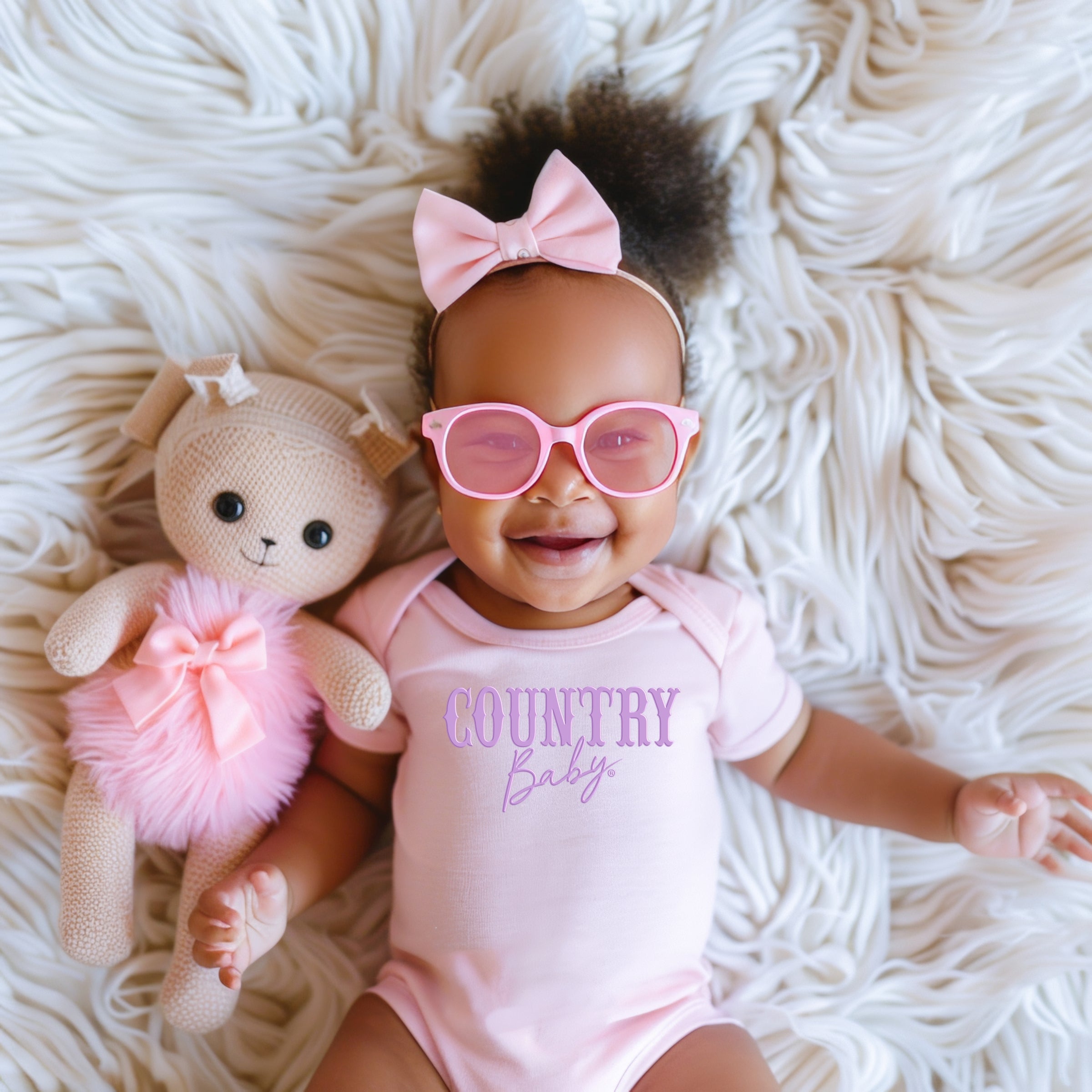 Country Baby Puff Print  - Baby Short Sleeve Graphic Bodysuit
