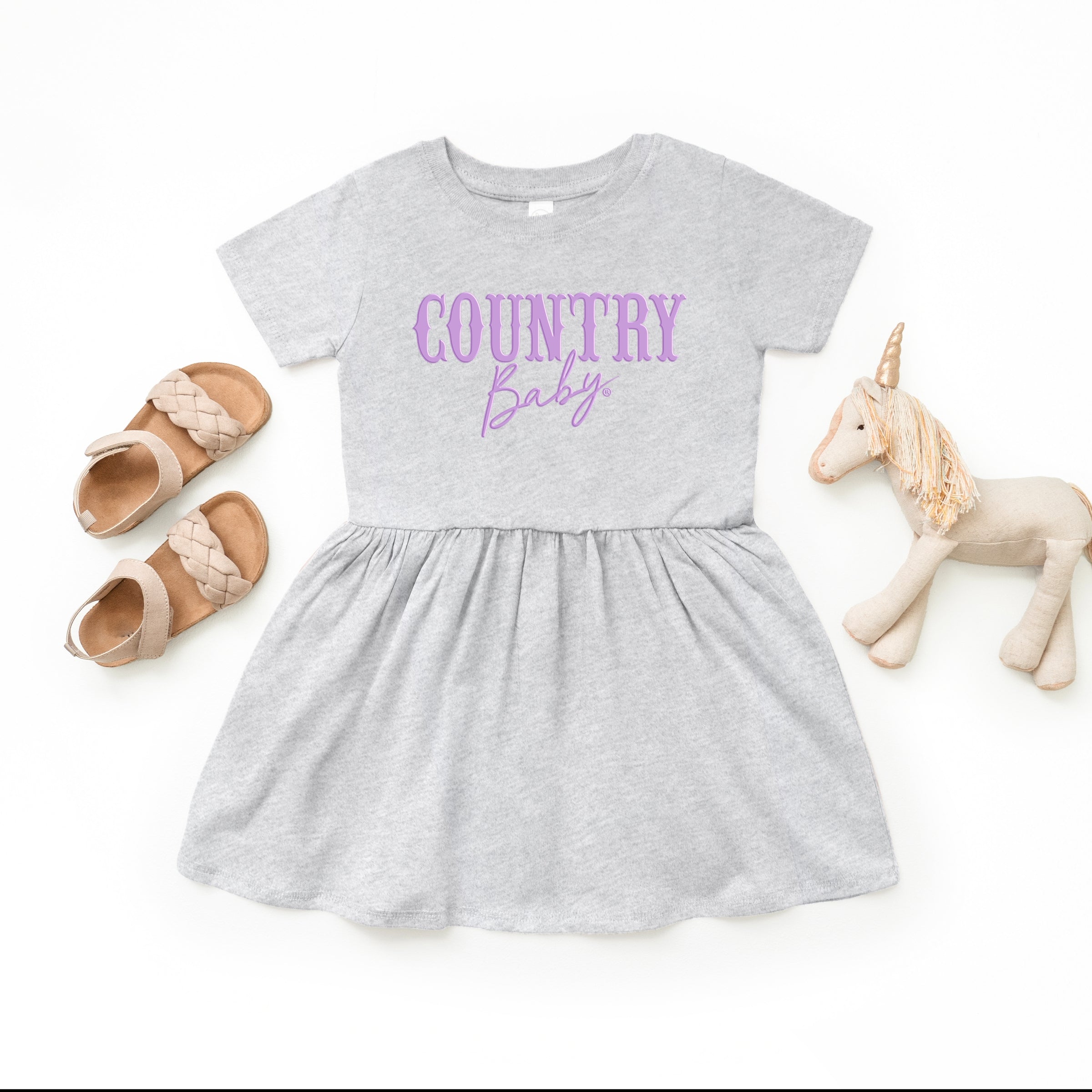 Country Baby Puff Print  - Toddler Graphic Dress