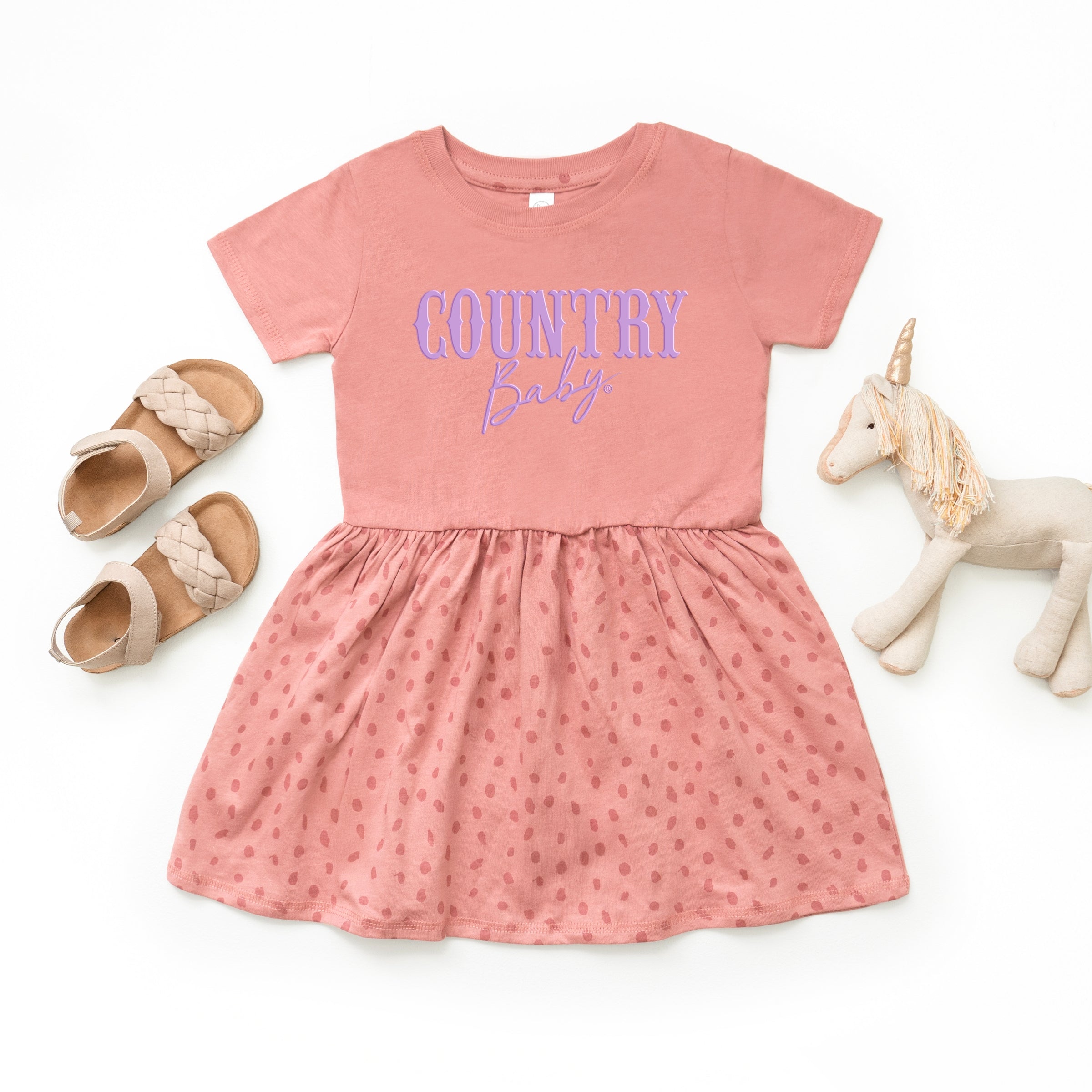 Country Baby Puff Print  - Toddler Graphic Dress