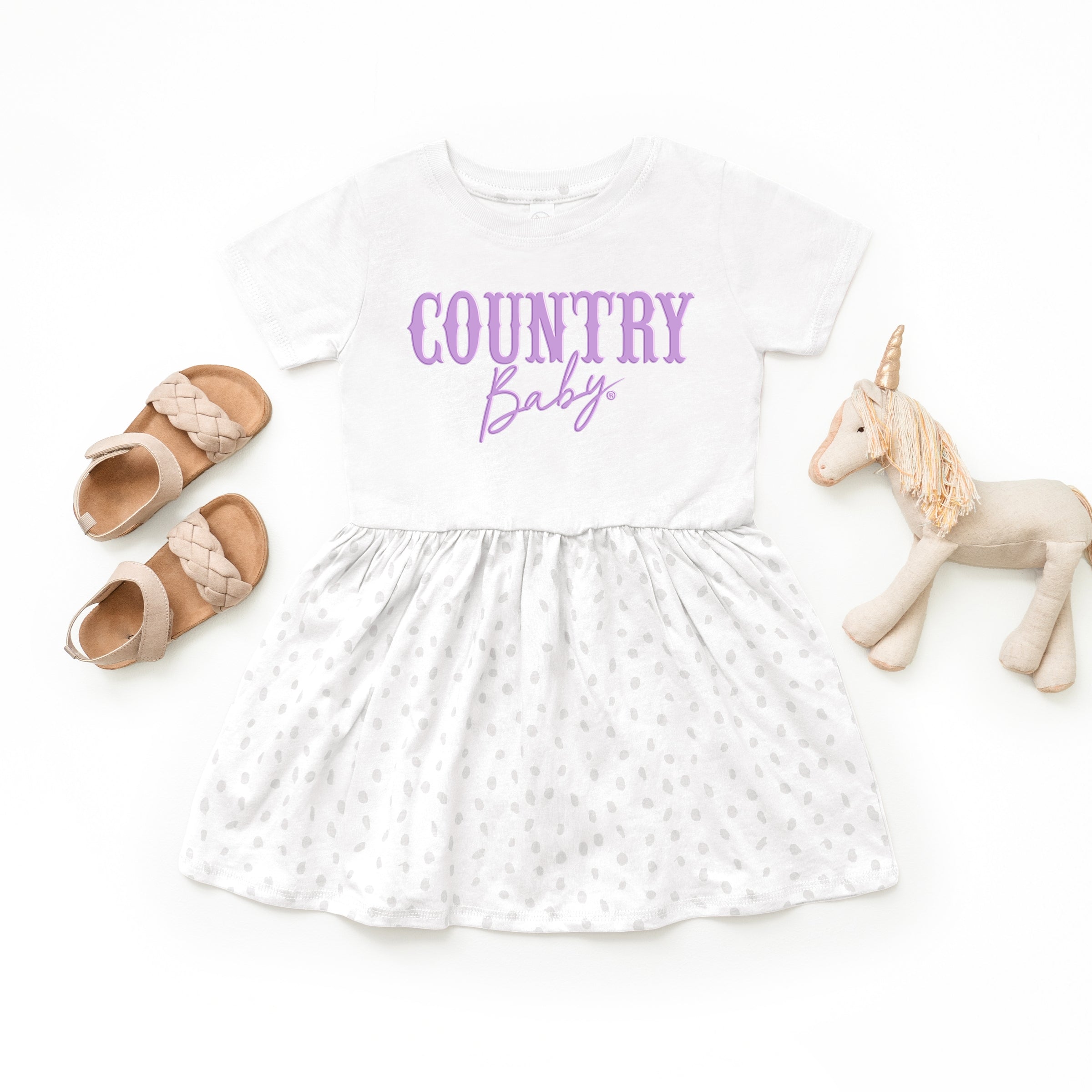 Country Baby Puff Print  - Toddler Graphic Dress