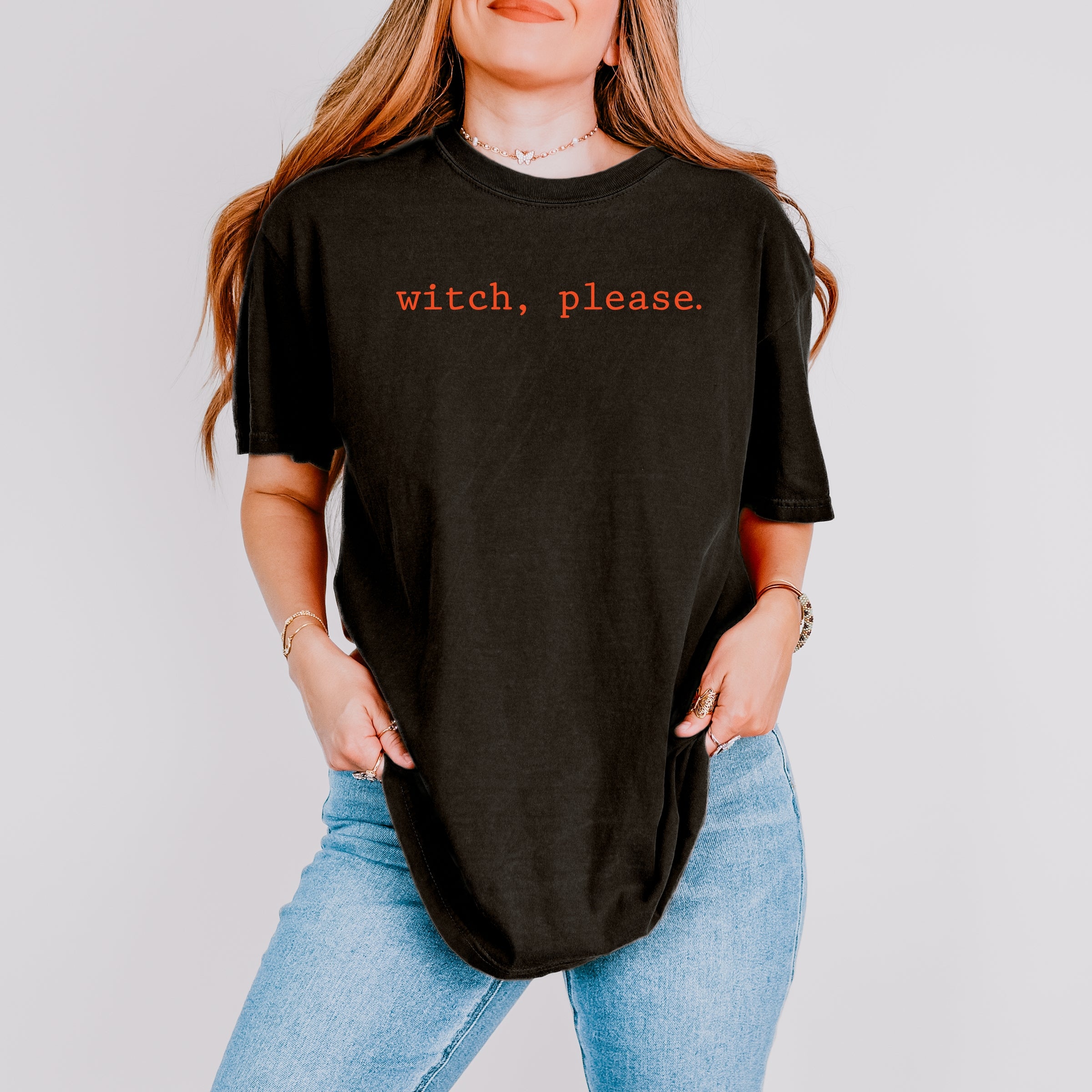 Witch, Please Typewriter - Women's Garment Dyed Graphic T-Shirt