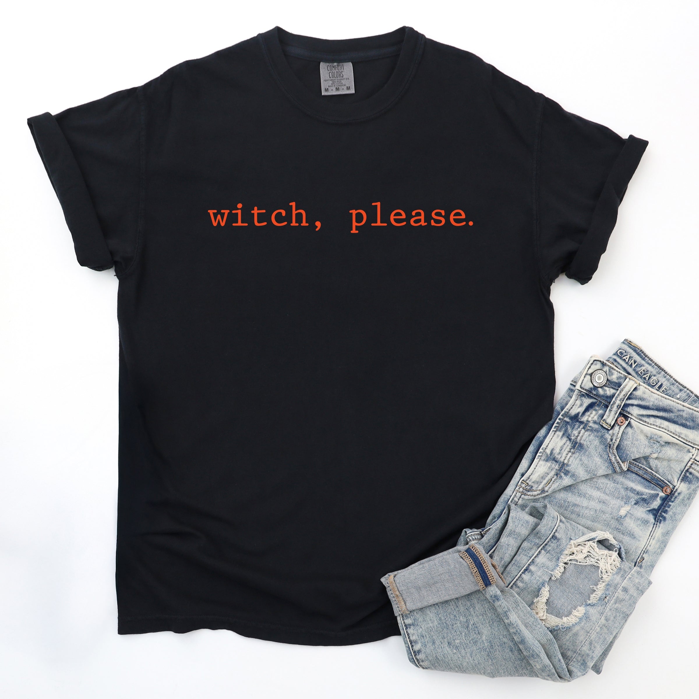 Witch, Please Typewriter - Women's Garment Dyed Graphic T-Shirt