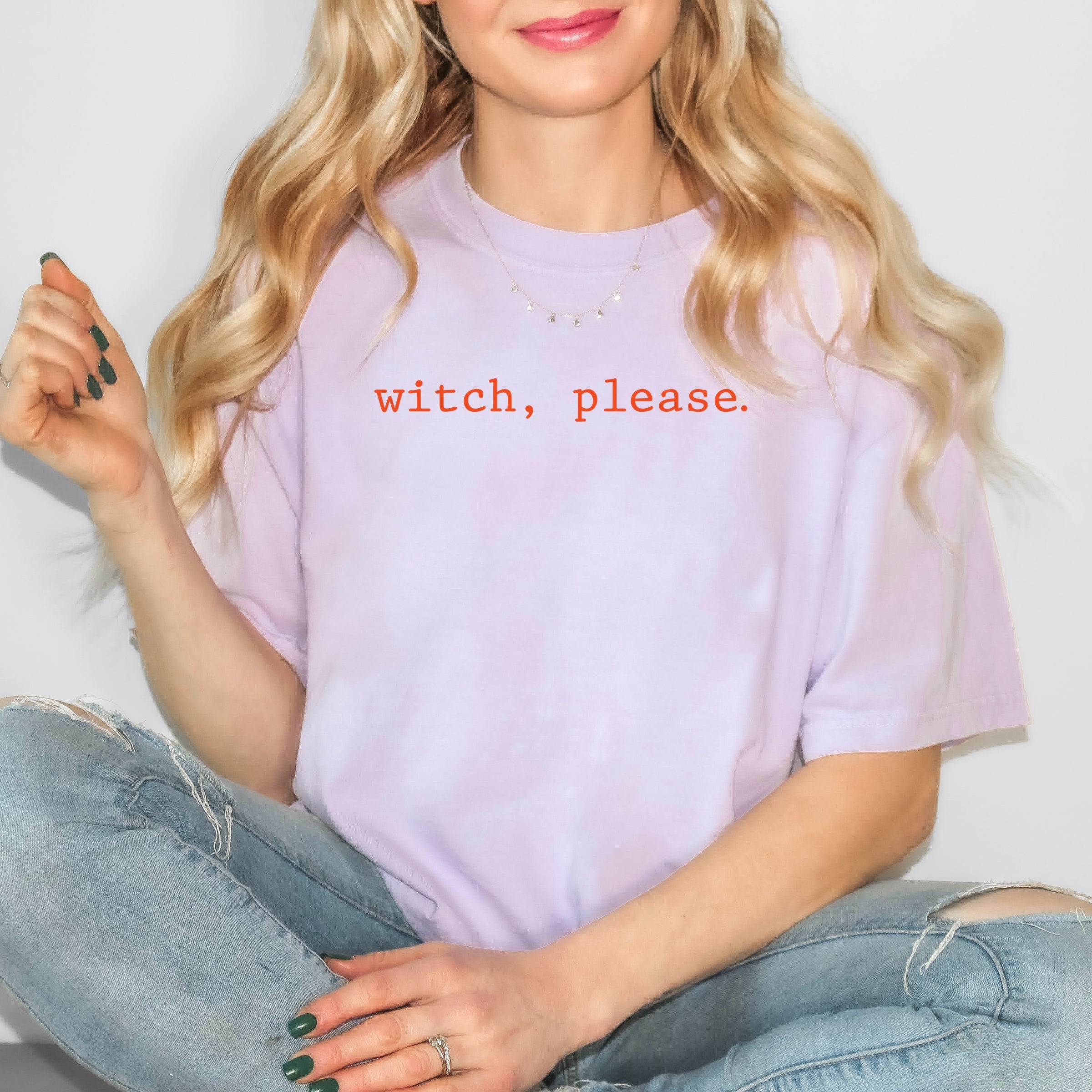 Witch, Please Typewriter - Women's Garment Dyed Graphic T-Shirt