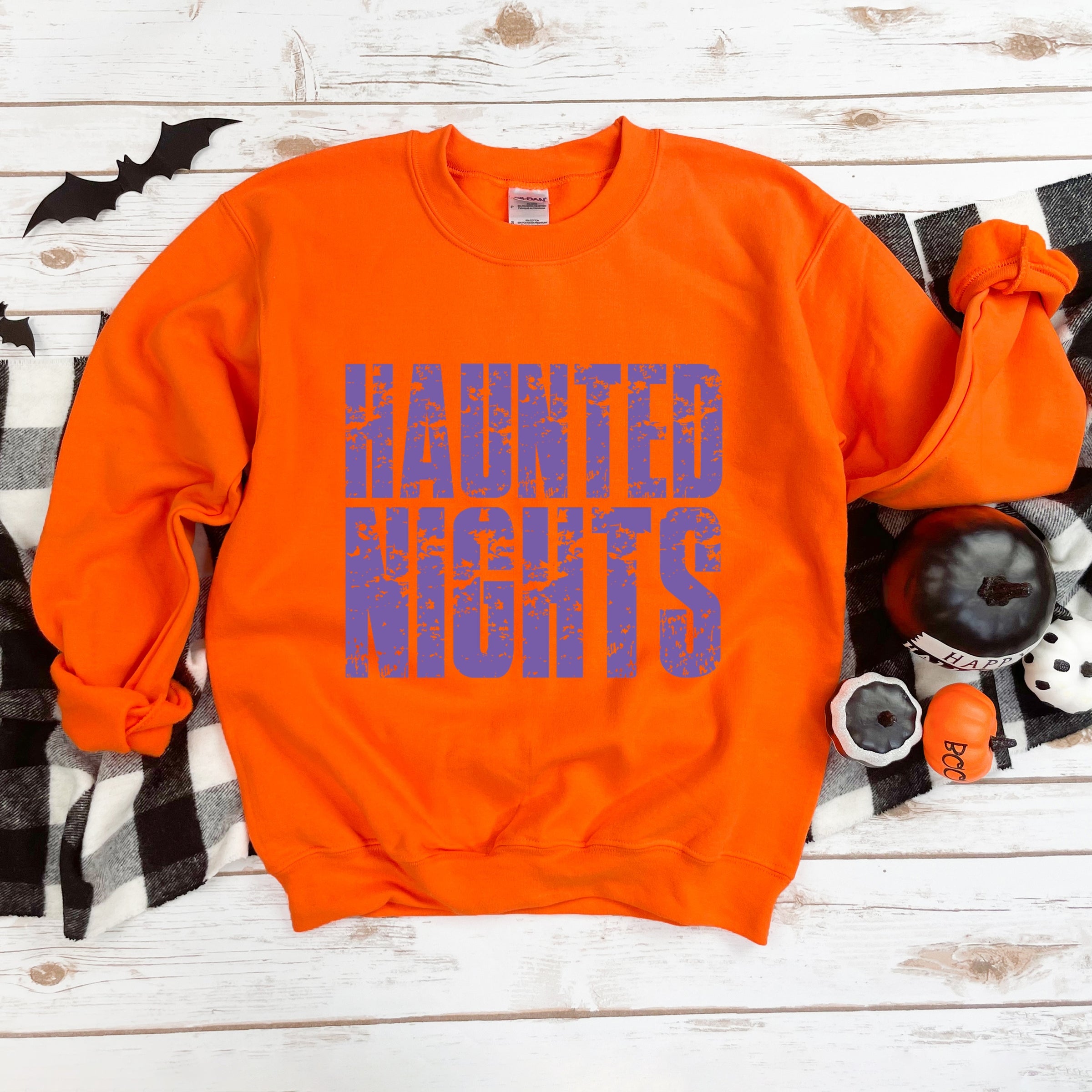 Haunted Nights Block Distressed - Women's Graphic Sweatshirt
