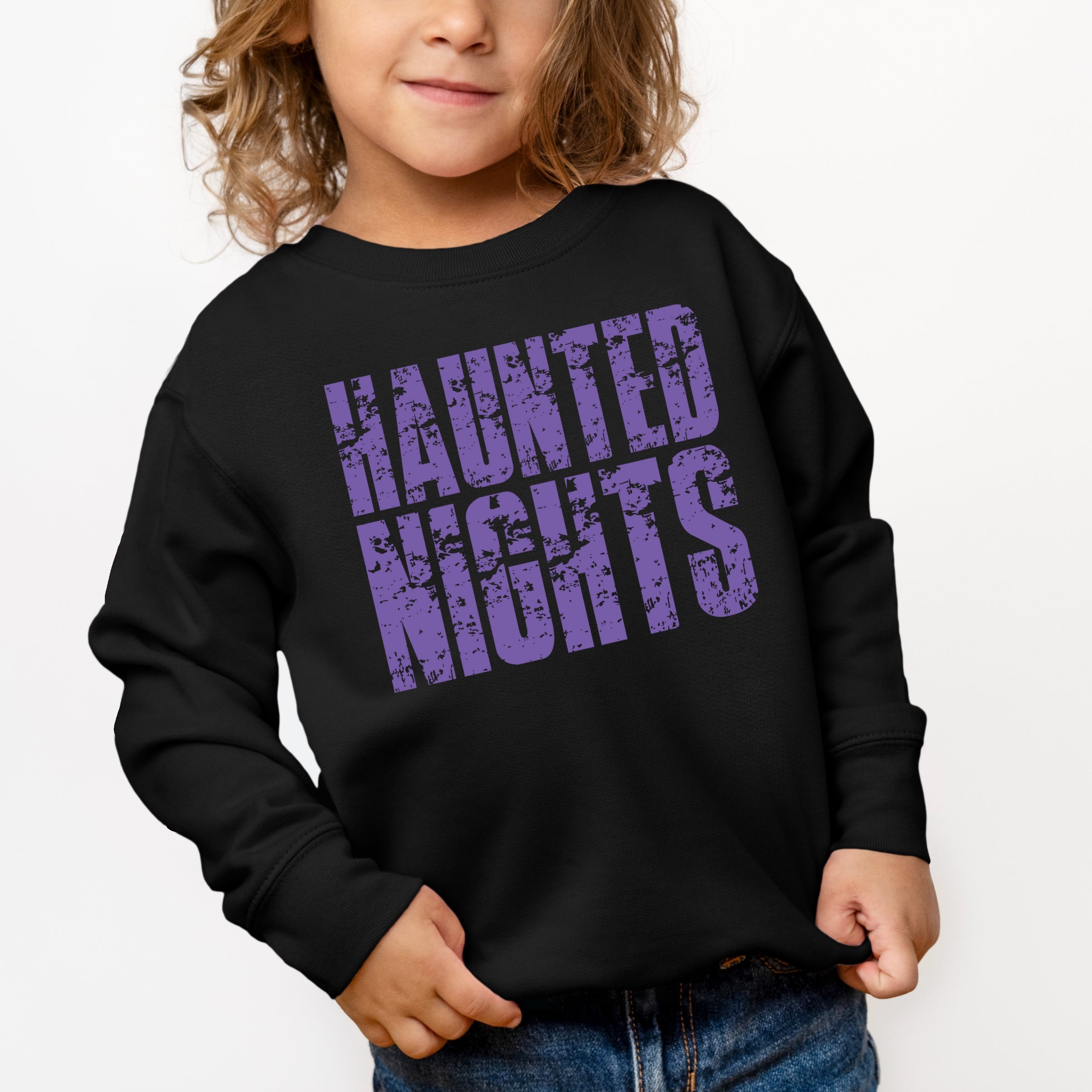 Haunted Nights Block Distressed - Toddler Graphic Sweatshirt