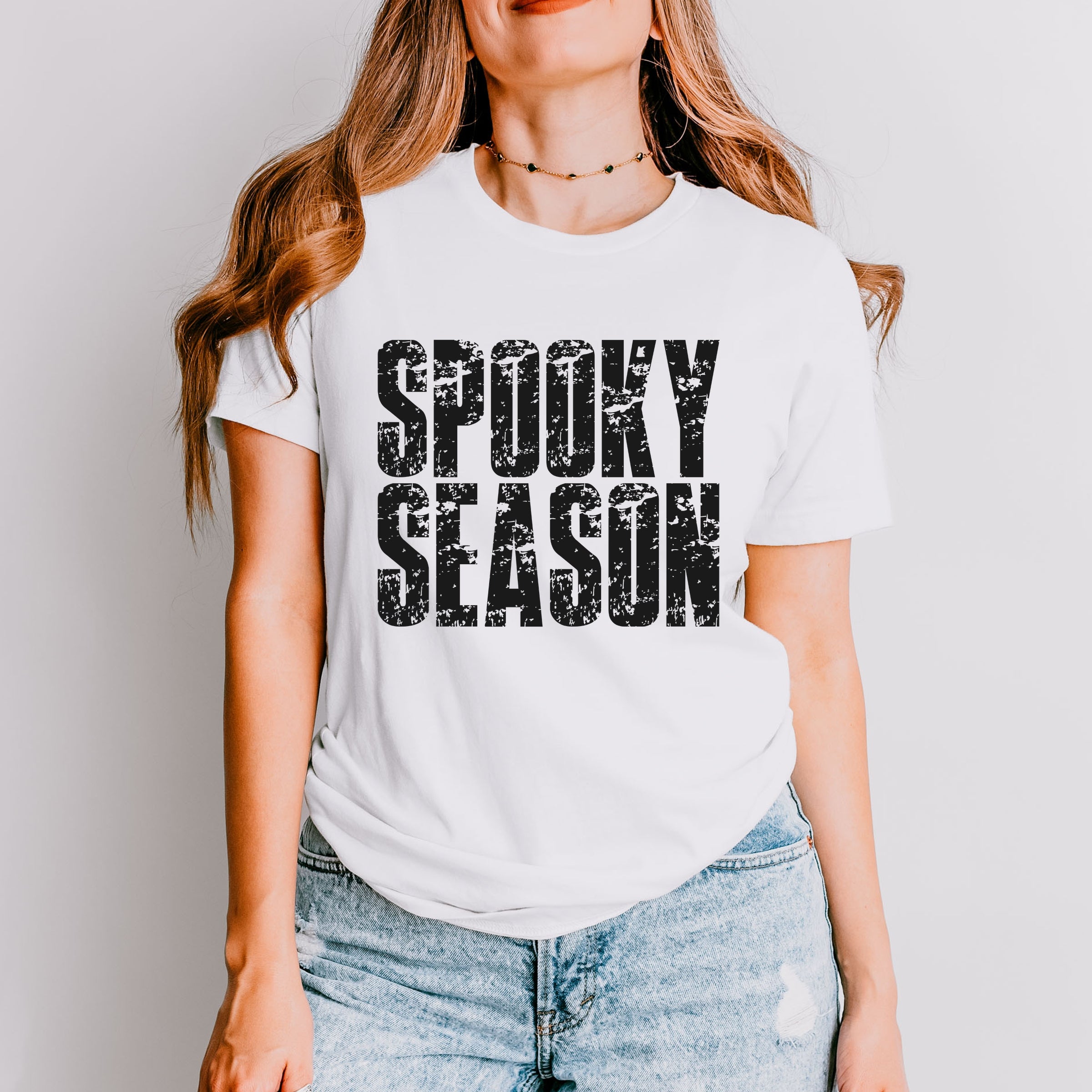 Spooky Season Block Distressed - Women's Short Sleeve Graphic T-Shirt
