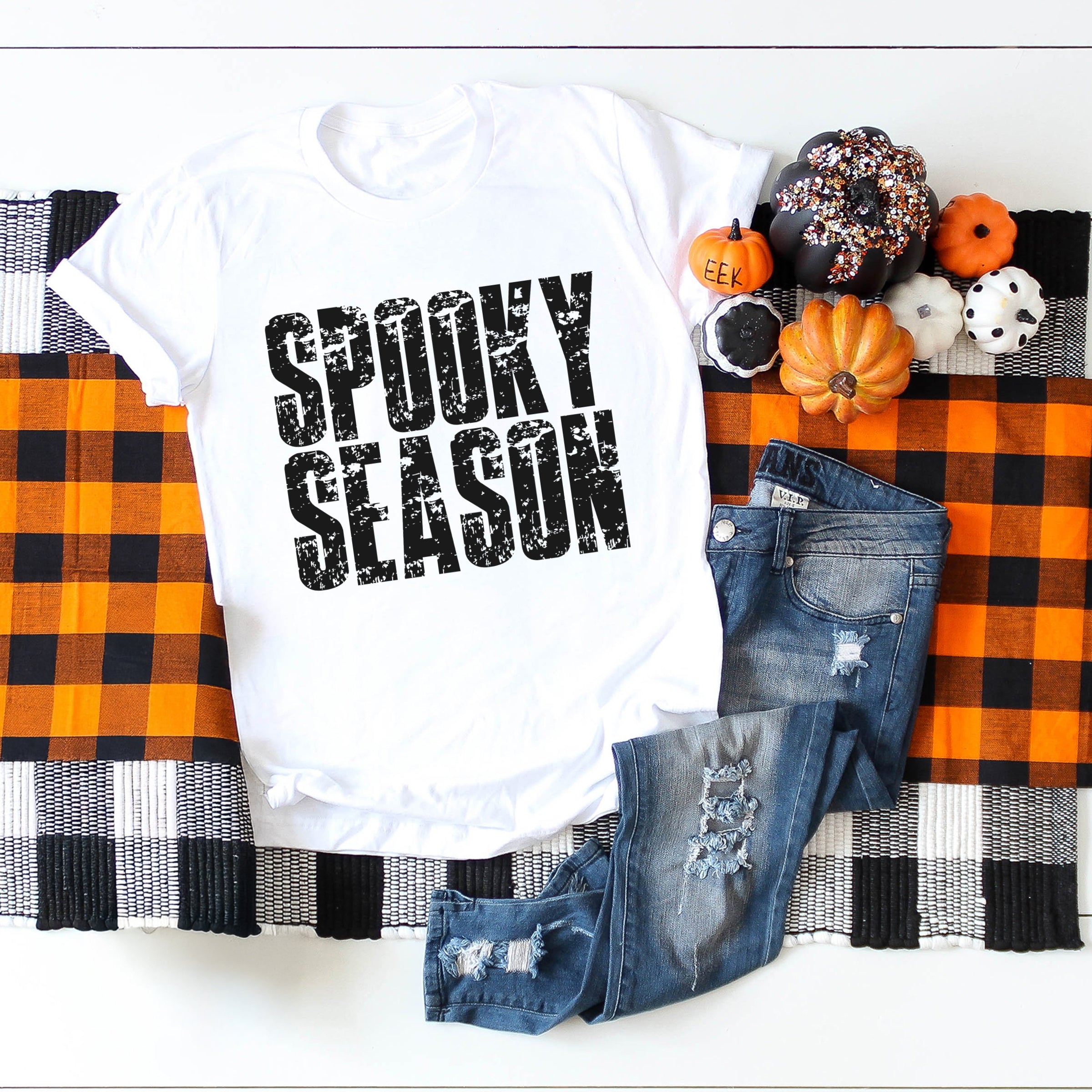 Spooky Season Block Distressed - Women's Short Sleeve Graphic T-Shirt