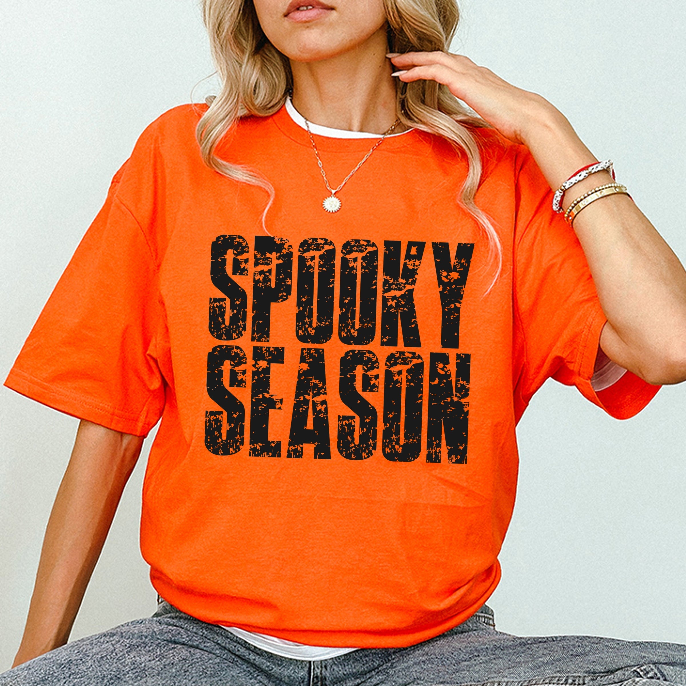 Spooky Season Block Distressed - Women's Short Sleeve Graphic T-Shirt