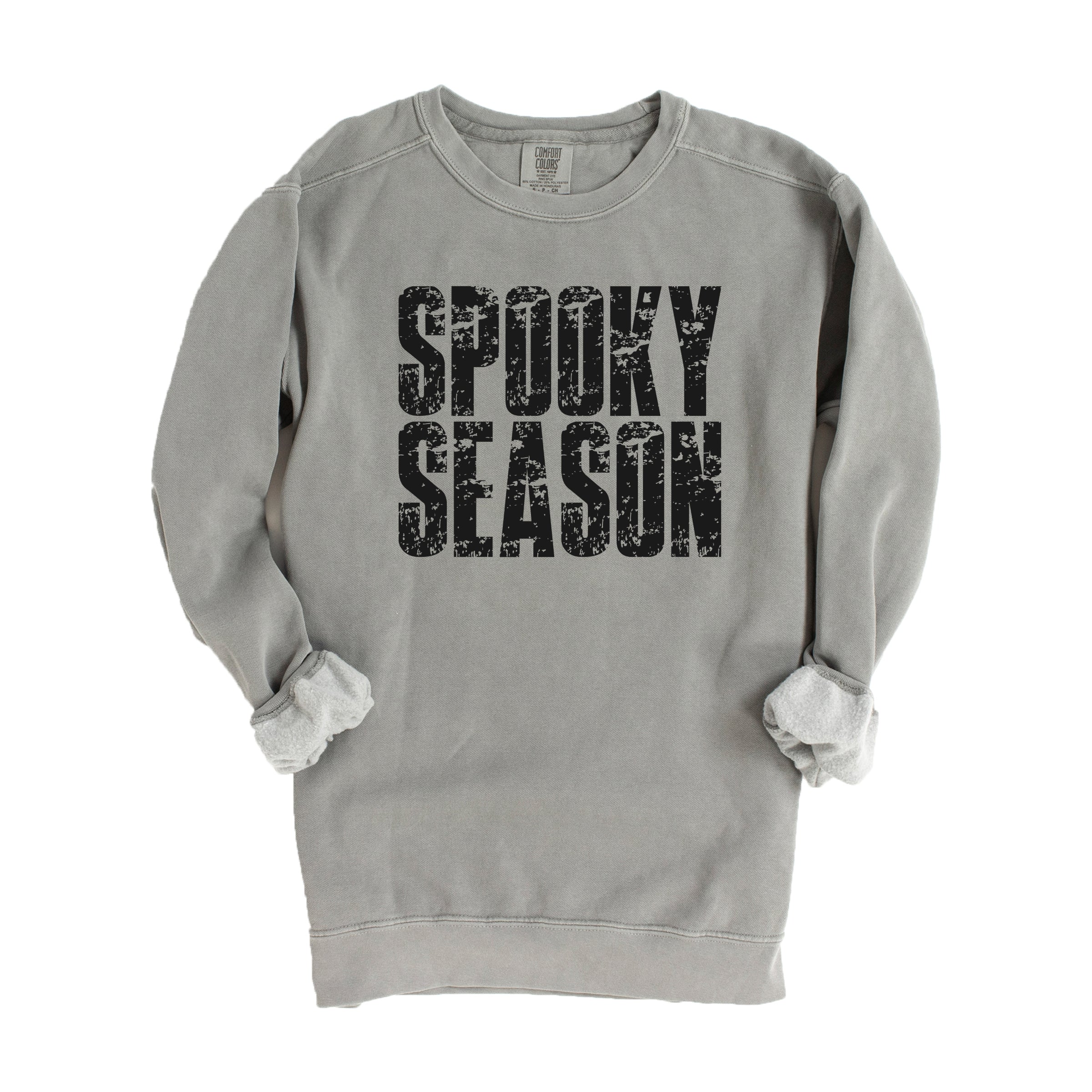 Spooky Season Block Distressed - Women's Garment Dyed Graphic Sweatshirt