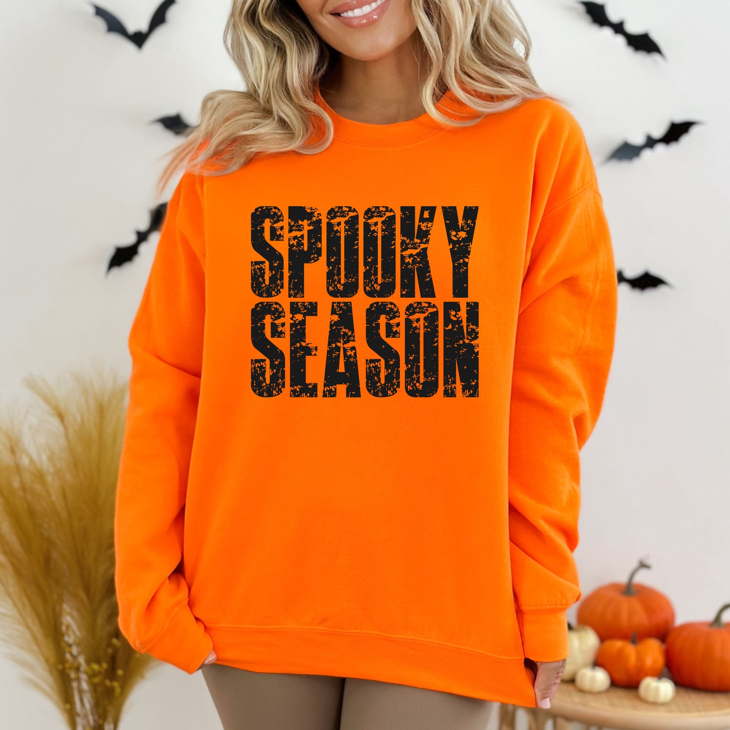 Spooky Season Block Distressed - Women's Graphic Sweatshirt
