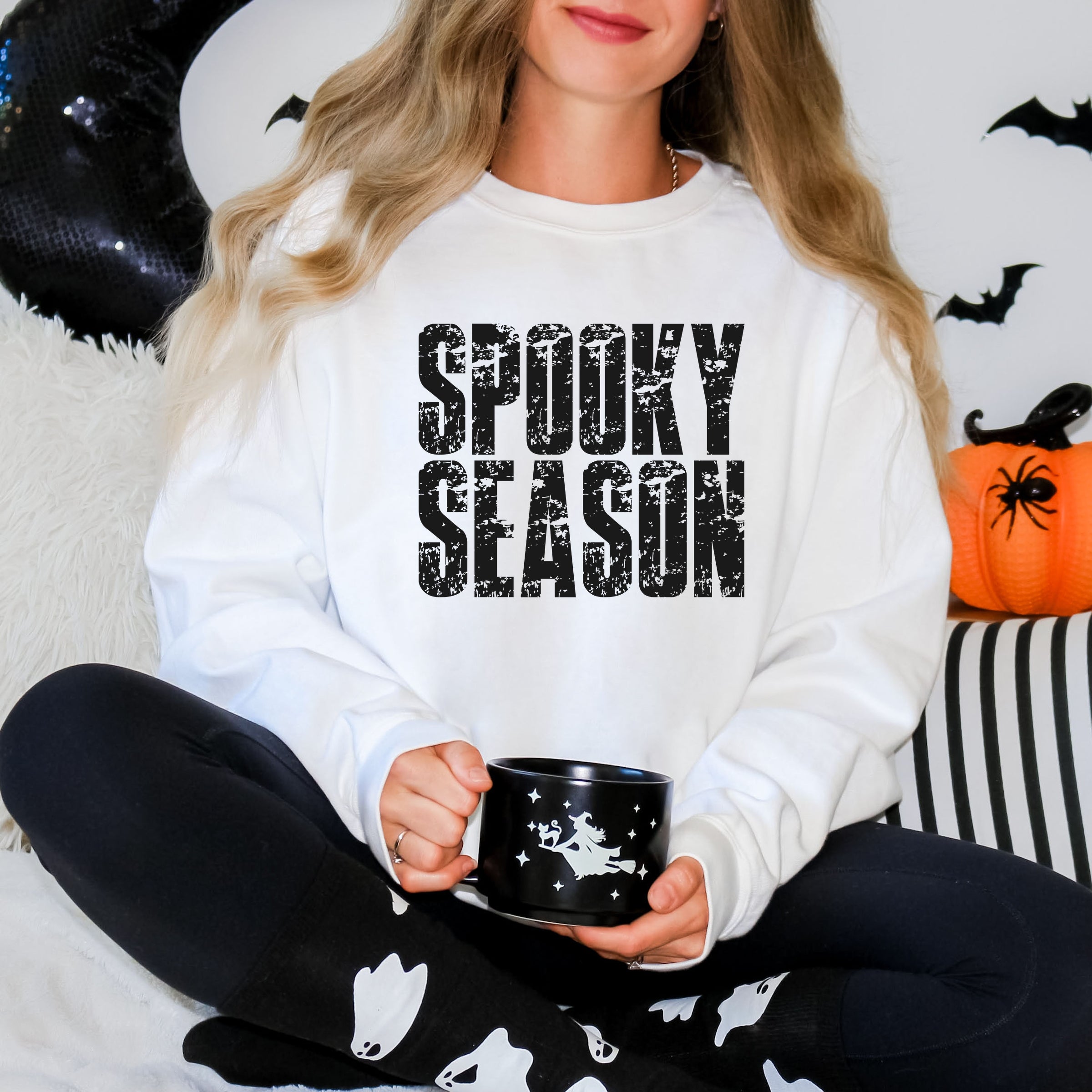 Spooky Season Block Distressed - Women's Graphic Sweatshirt