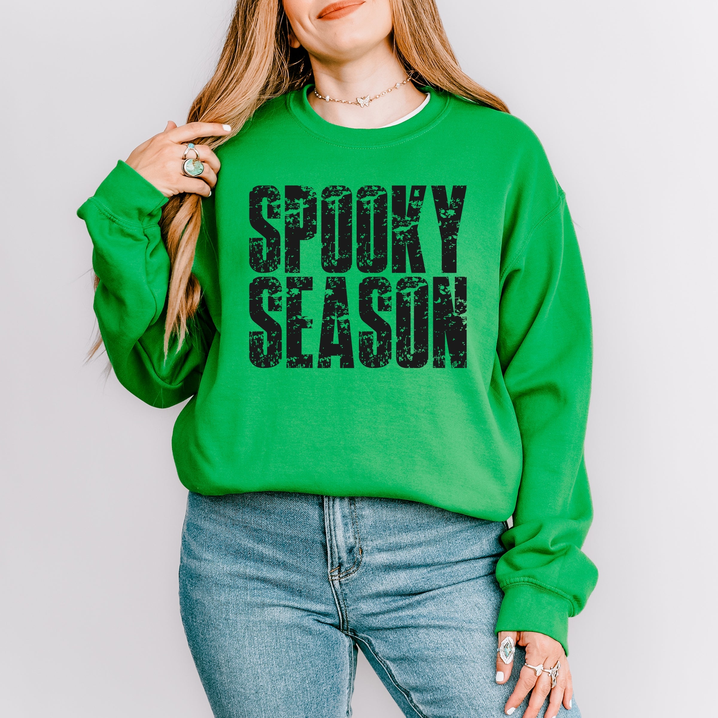 Spooky Season Block Distressed - Women's Graphic Sweatshirt