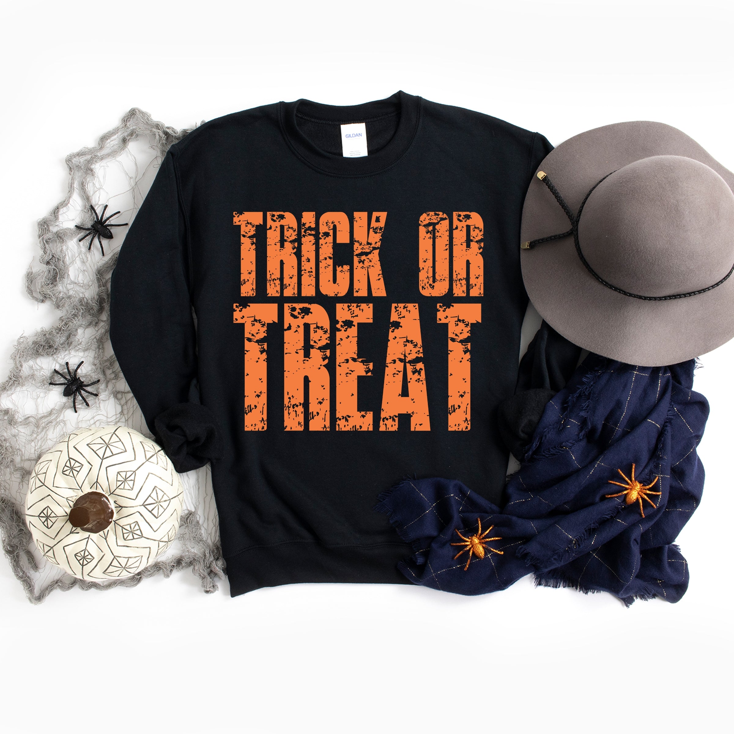 Trick or Treat Block Distressed - Women's Graphic Sweatshirt