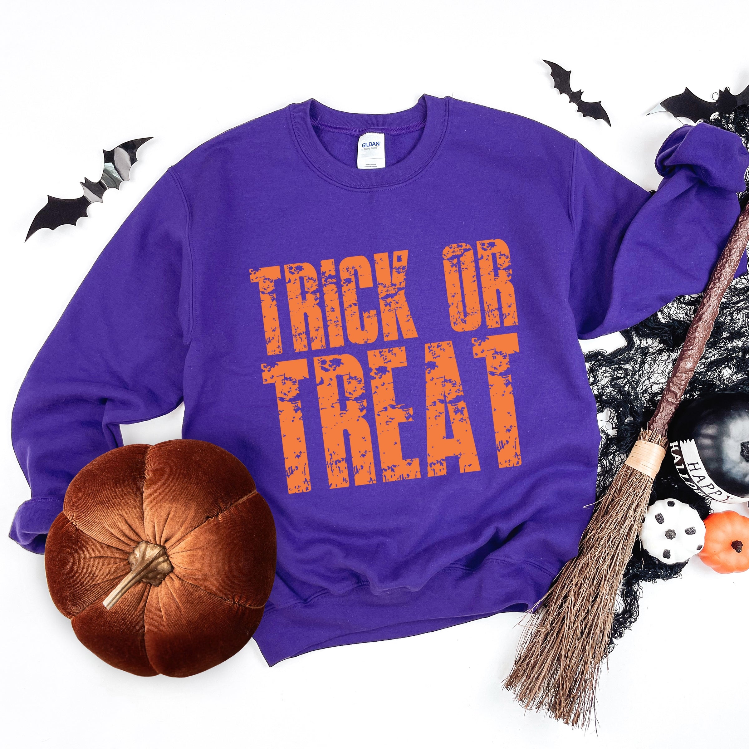 Trick or Treat Block Distressed - Women's Graphic Sweatshirt