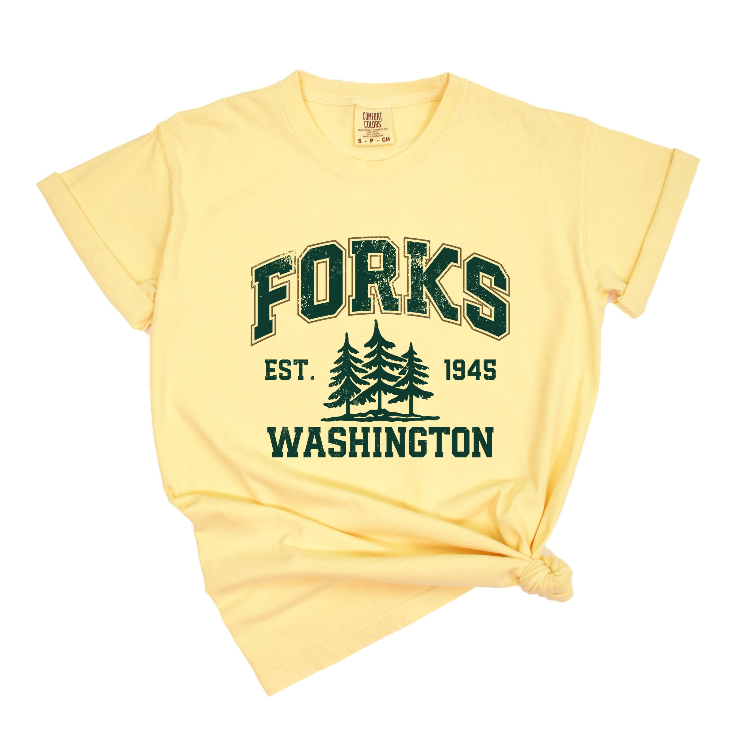 Forks Washington Distressed - Women's Garment Dyed Graphic T-Shirt