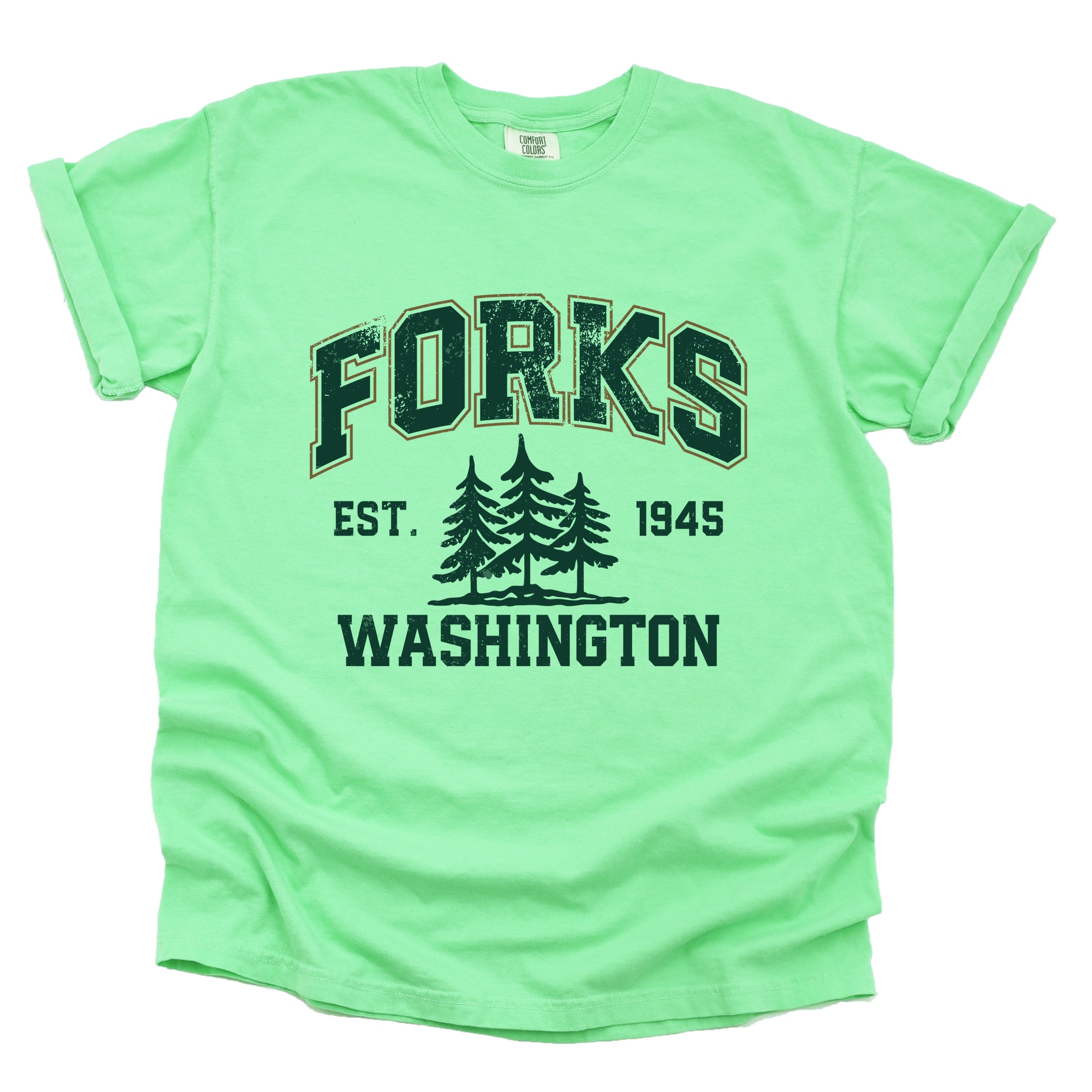 Forks Washington Distressed - Women's Garment Dyed Graphic T-Shirt