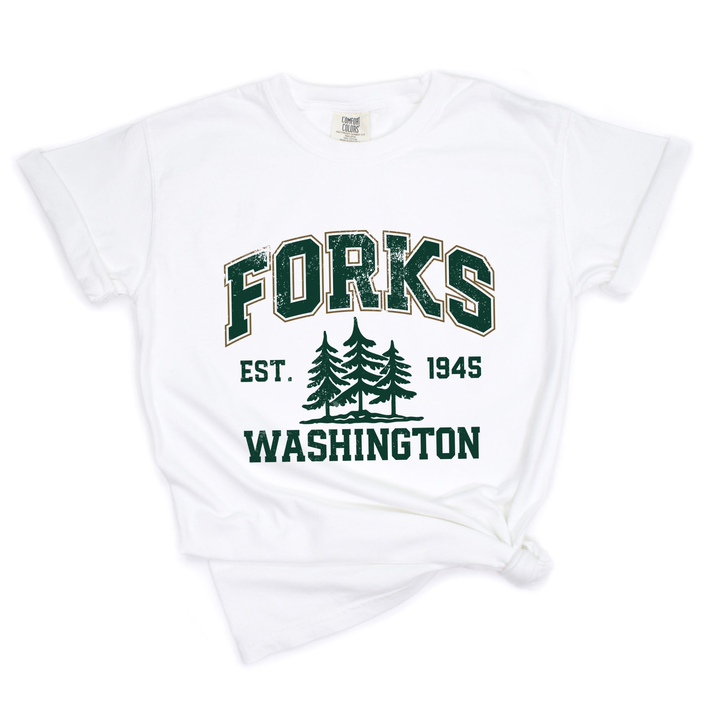 Forks Washington Distressed - Women's Garment Dyed Graphic T-Shirt