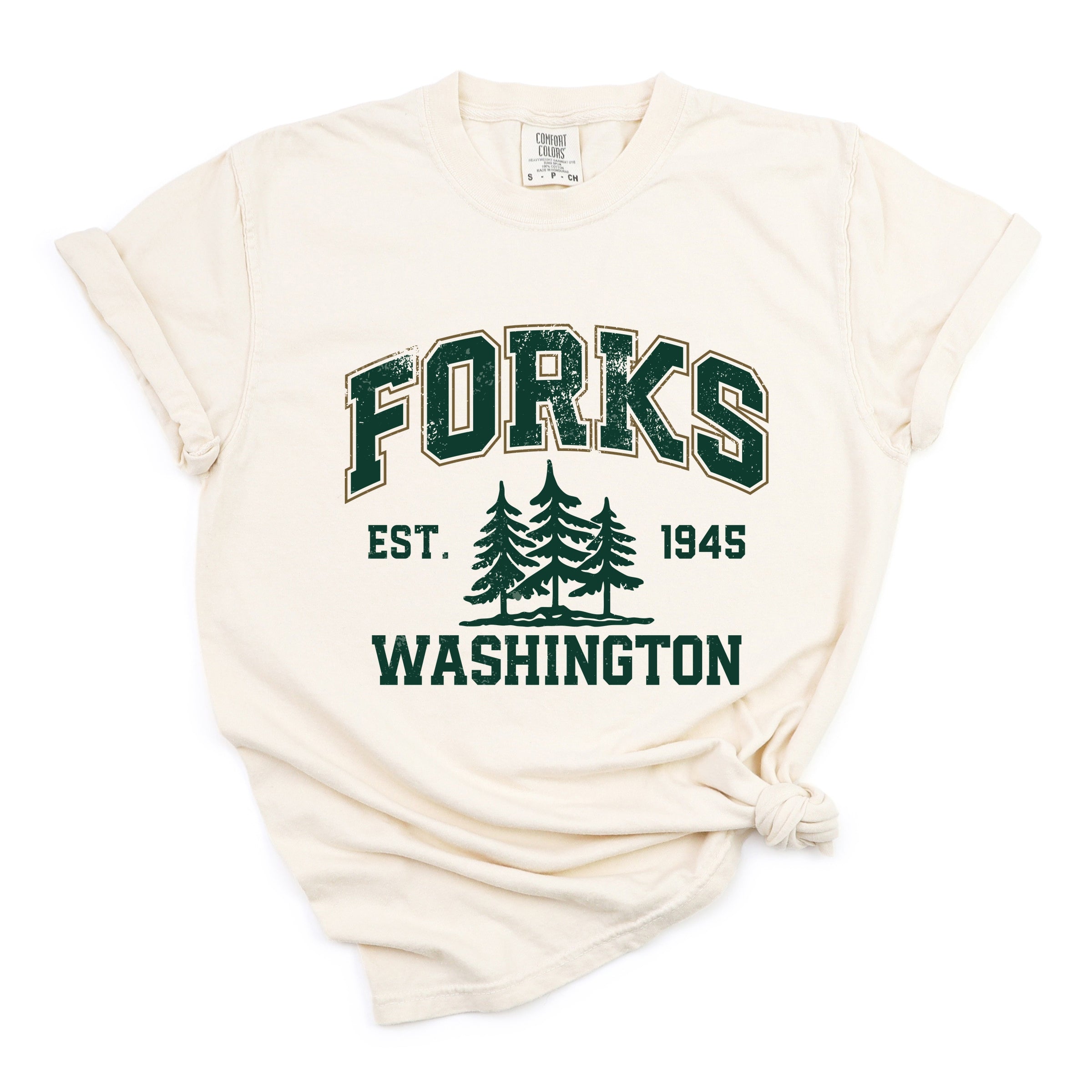 Forks Washington Distressed - Women's Garment Dyed Graphic T-Shirt